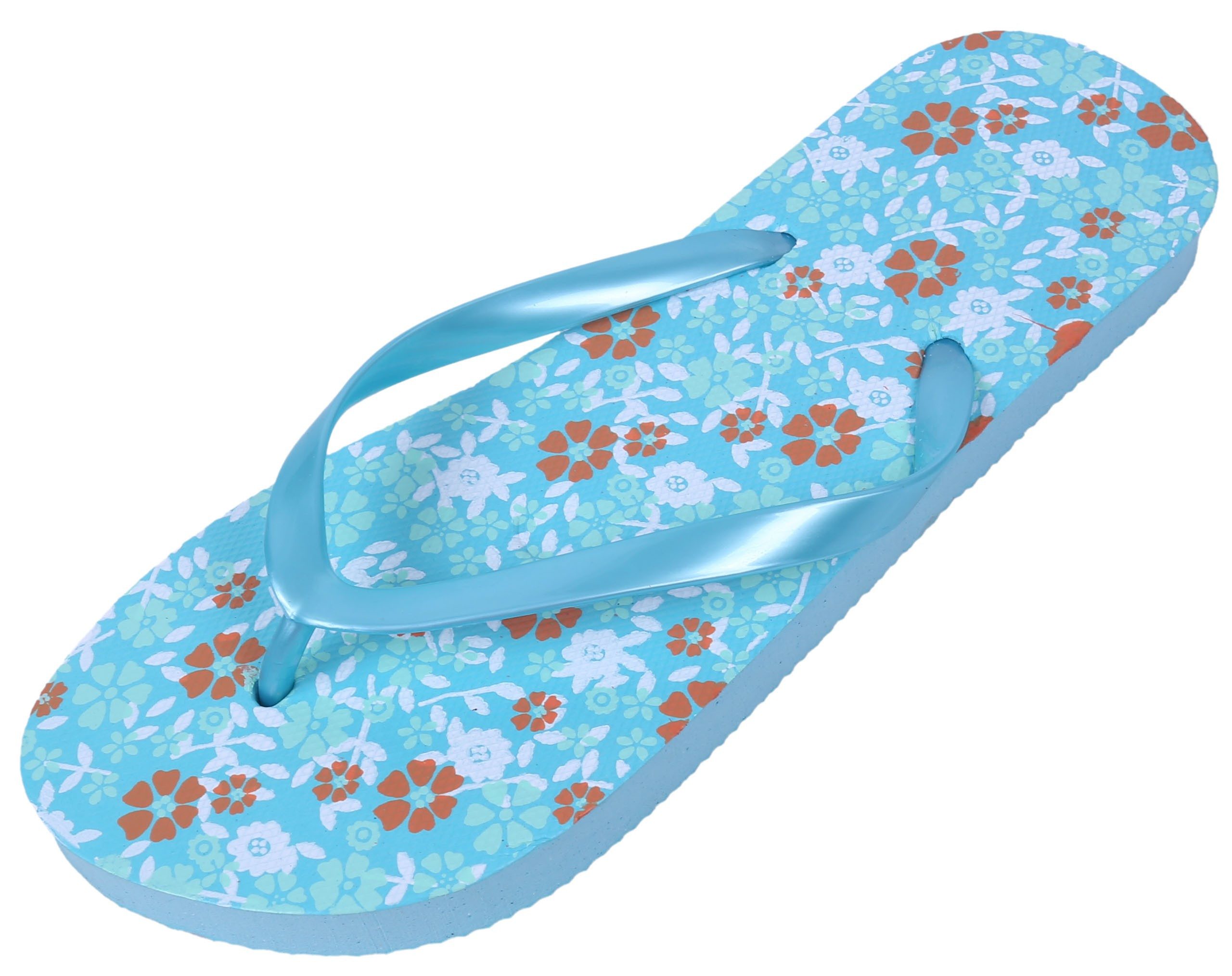 Sarcia.eu Blaue Flip-Flops für Damen mit Blumen gemustert 36-37 EU / 3-4 UK Badezehentrenner