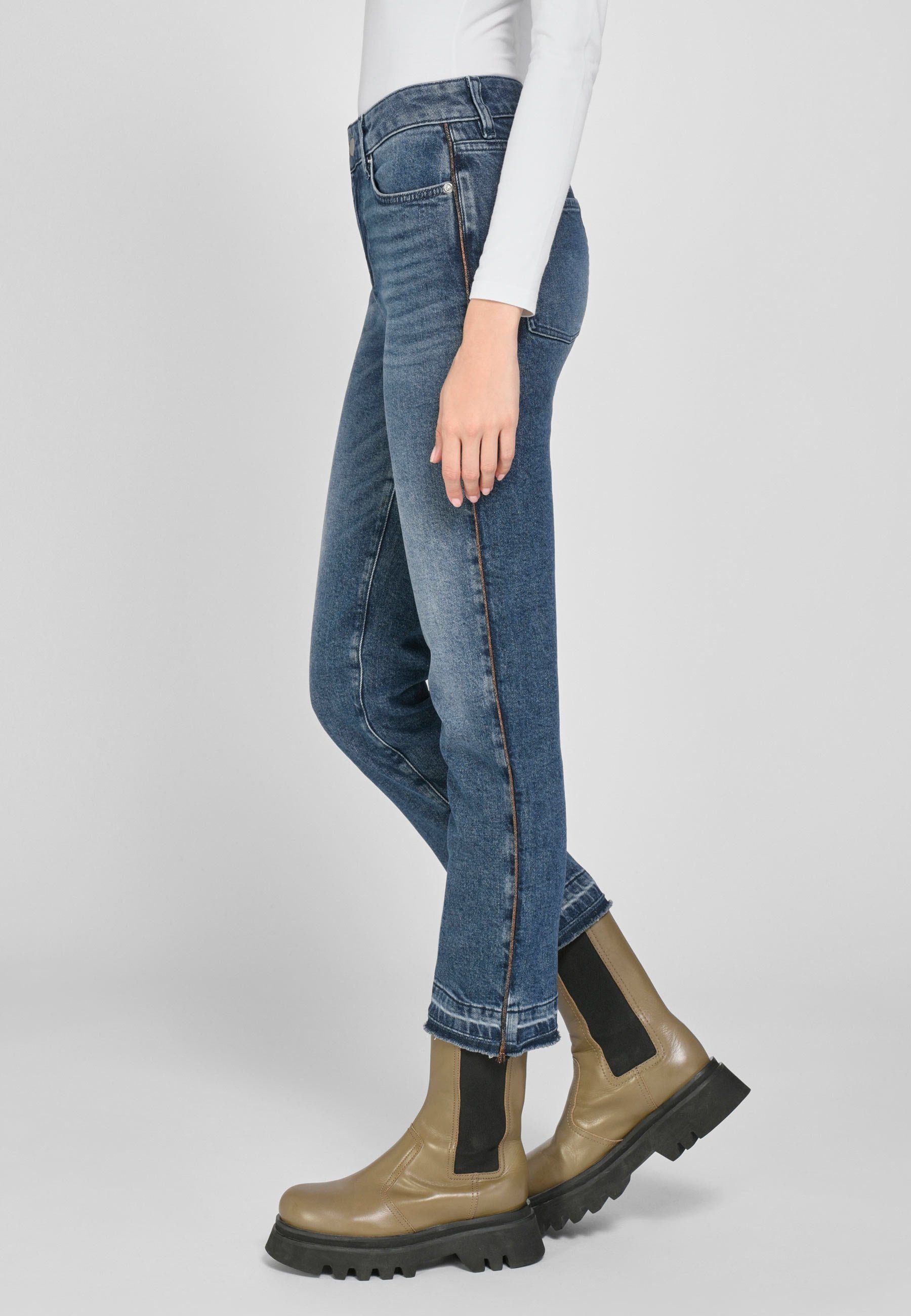 mit Cotton 7/8-Jeans Hahn Fransen Peter