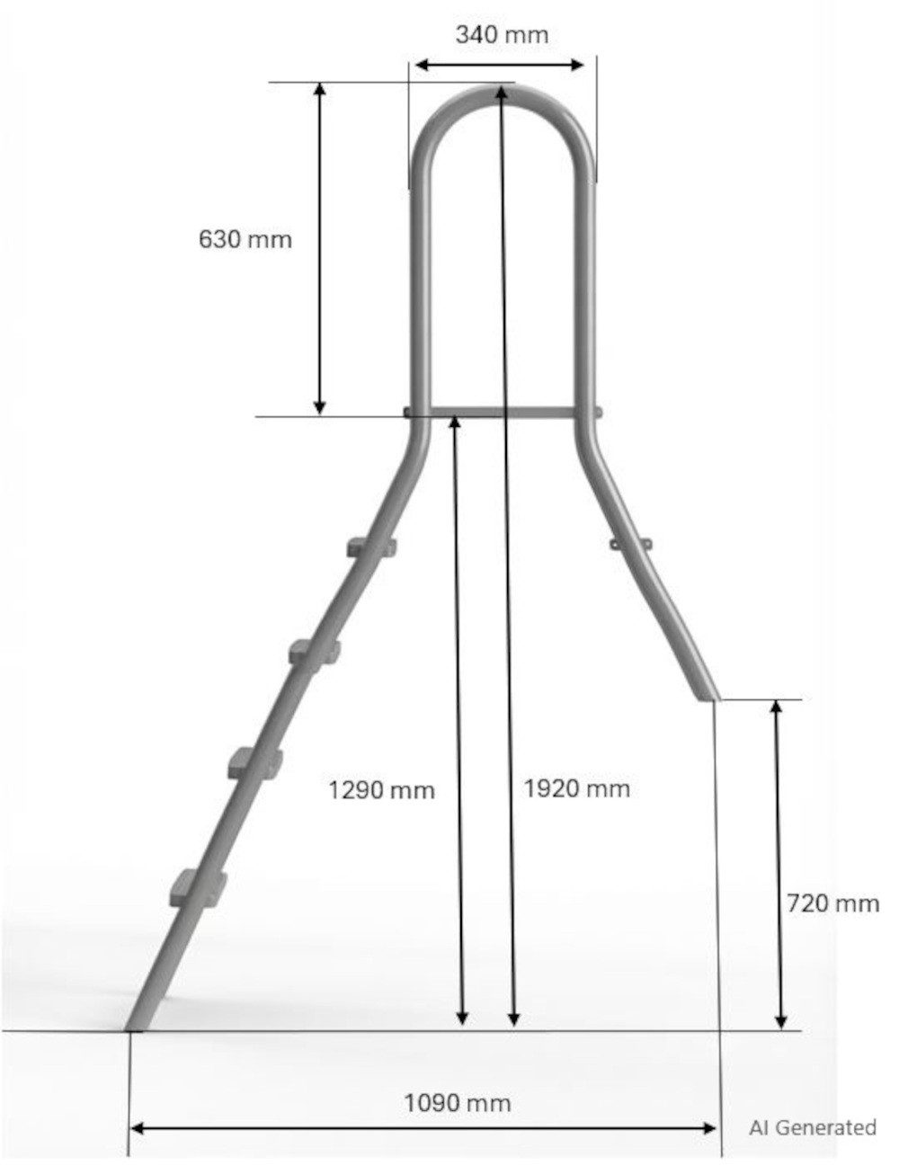 BruKa Poolleiter EASY teilversenkte Edelstahl Becken Pool Leiter Schwimmbad Treppe (1-St) – Bild 5 von 5