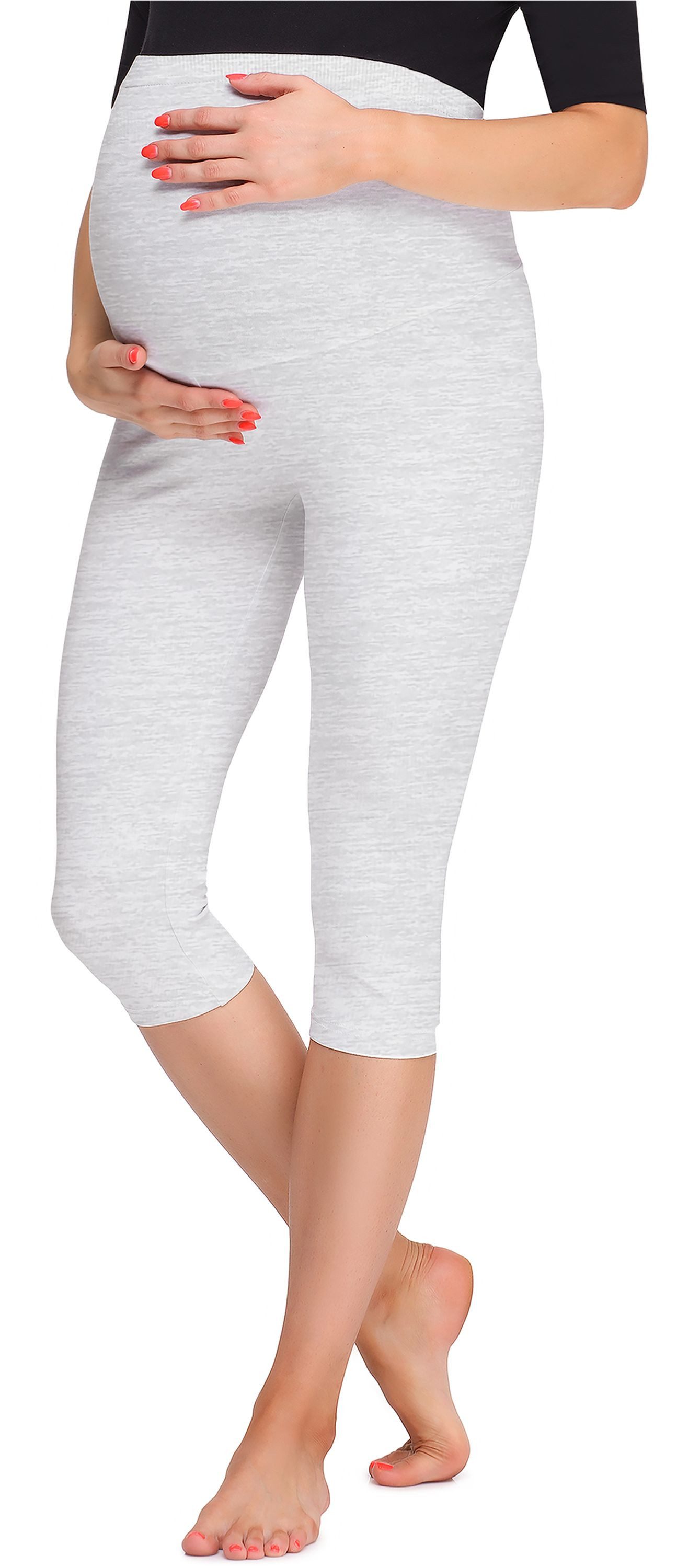 Be Mammy Umstandsleggings Damen 3/4 Umstandsleggings BE20-258 (1-tlg) elastischer Bund
