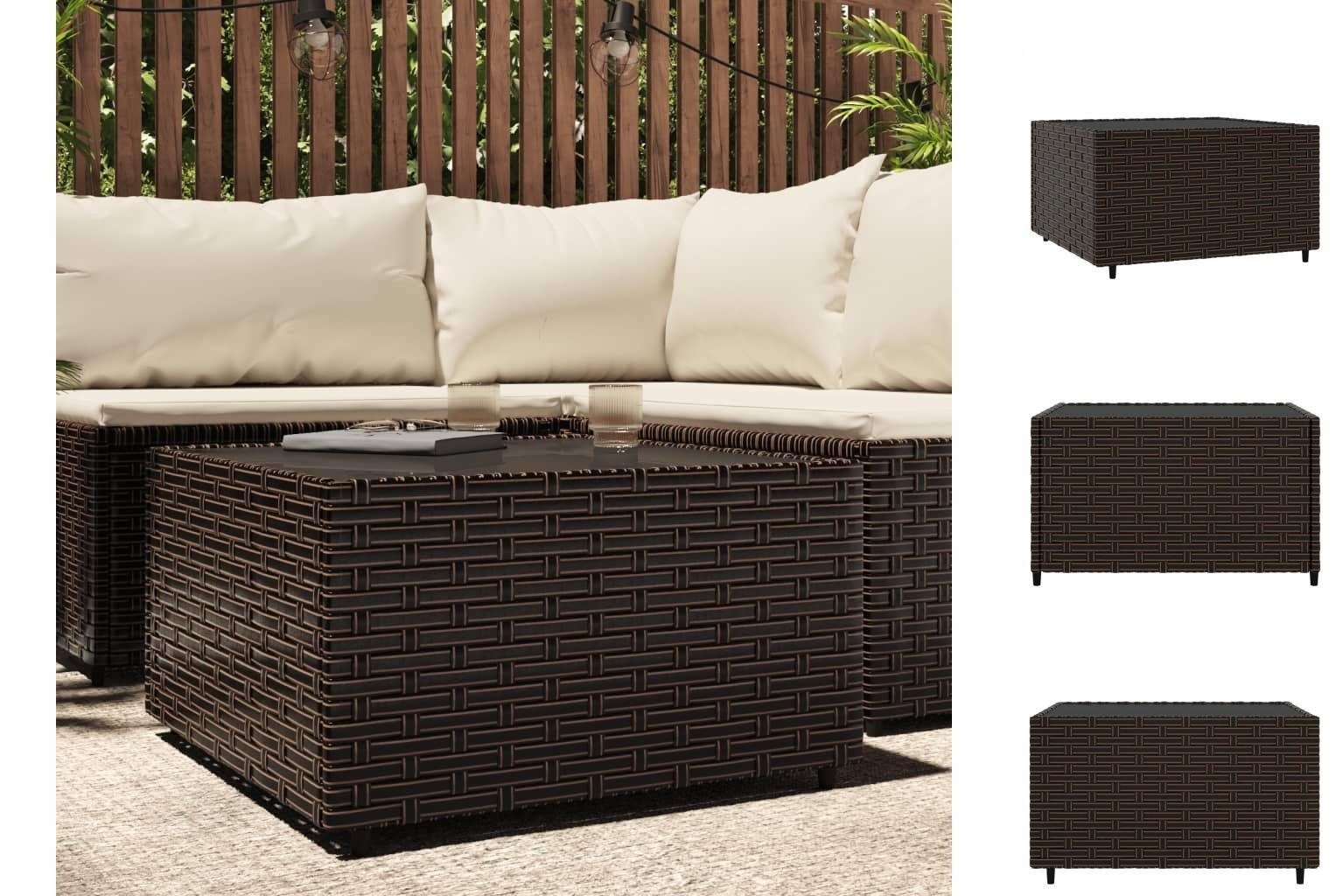 vidaXL Gartentisch Garten-Couchtisch Quadratisch Braun 50x50x30 cm Poly Rattan Sofatisch