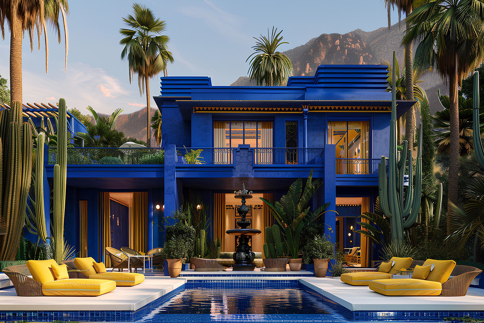 queence Acrylglasbild Villa mit Palmen in Los Angeles USA, (1 St), mit schwebender 3D Tiefenwirkung, dank der rahmenlosen Befestigung
