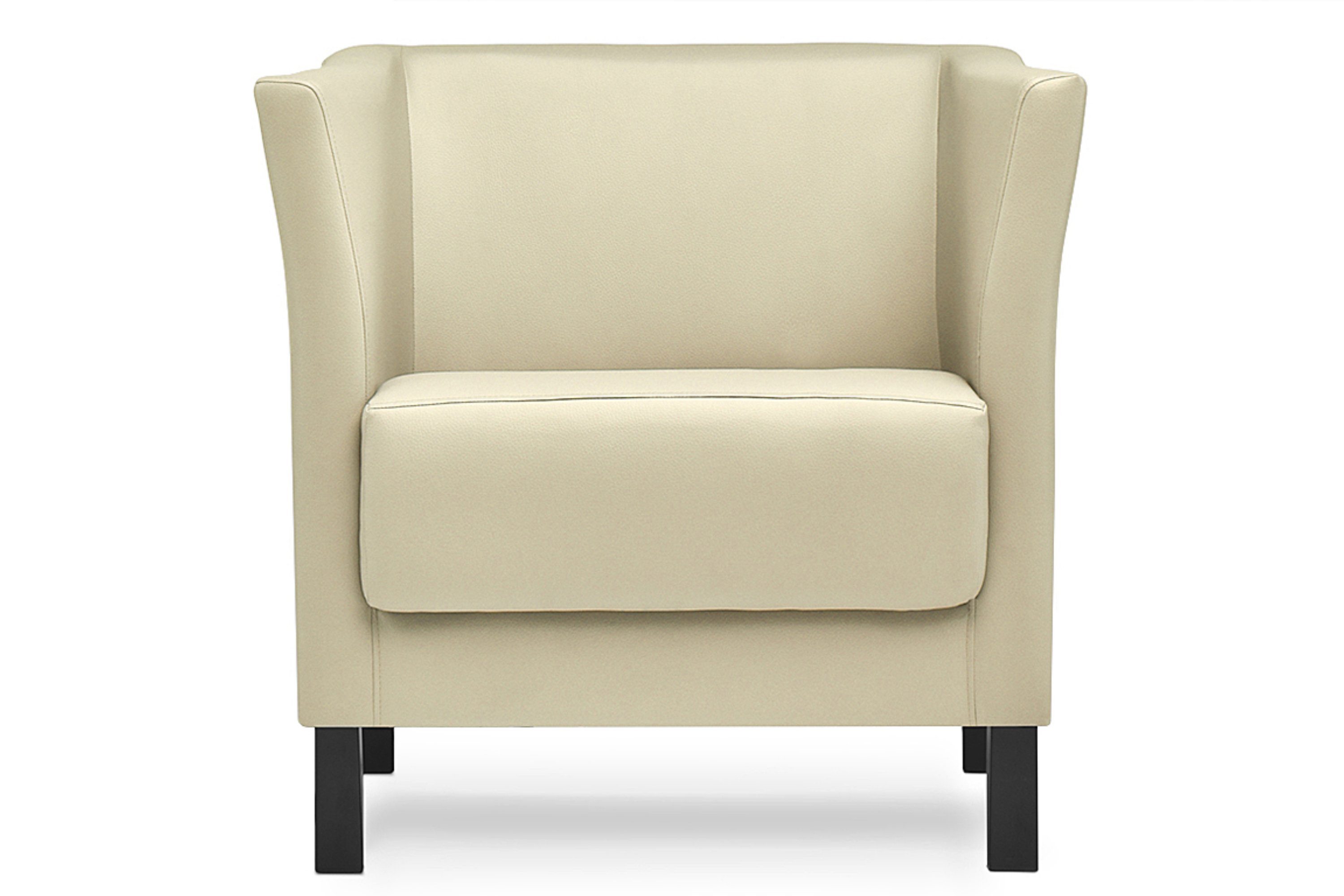 Konsimo Sessel | hohe Kunstleder creme Creme Sessel, ESPECTO | Rückenlehne, hohe Massivholzbeine, creme und Sitzfläche weiche