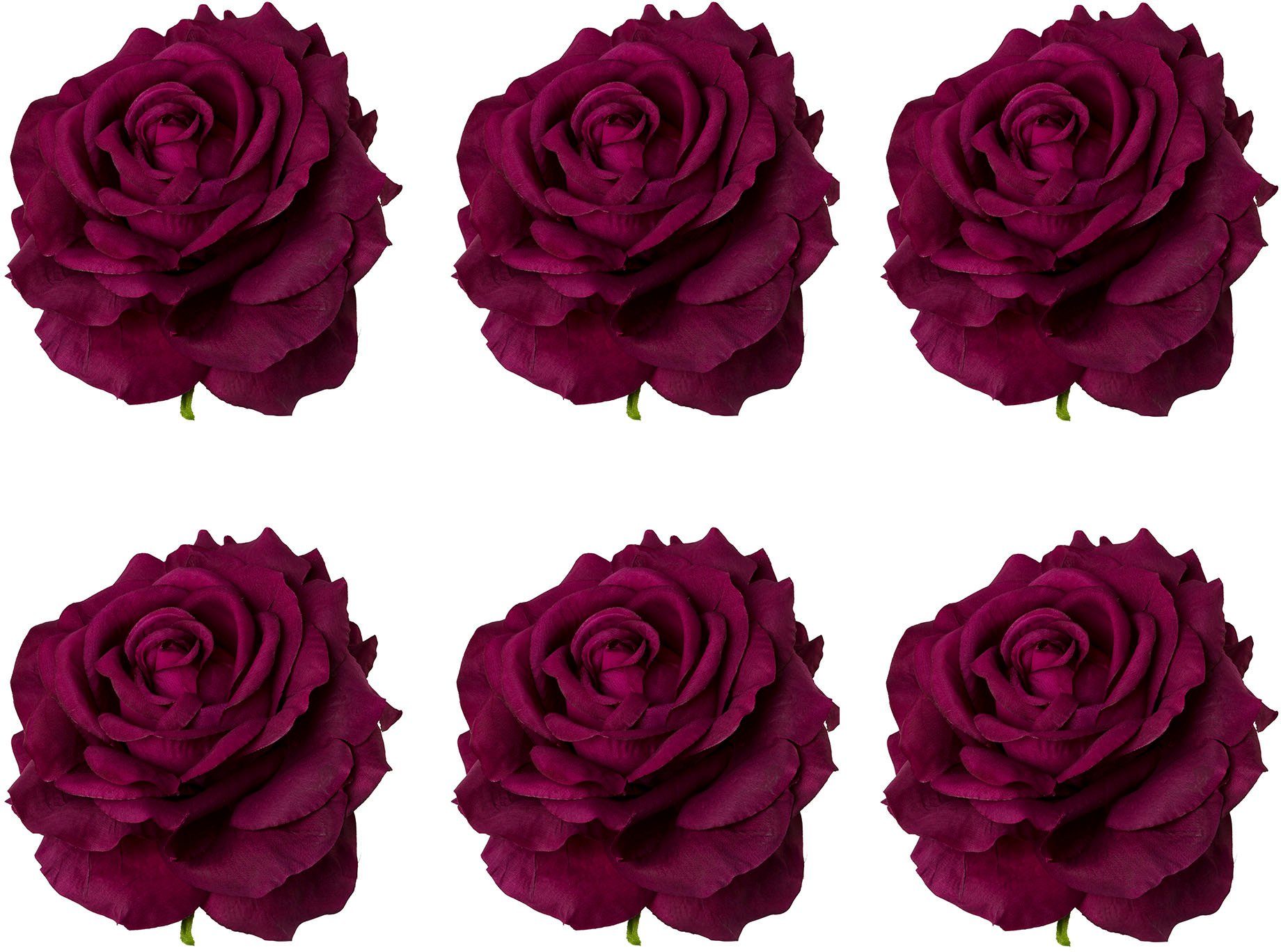 Kunstblume Rose mit Clip Rose, Creativ green, Höhe 8,5 cm, im 6er Set