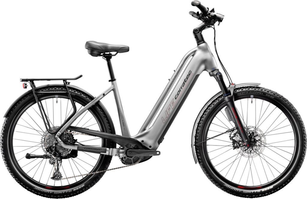 corratec E-Bike Touren Bike LIFE CX7 12S Silver/Cool Grey/Red 27,5" 750 Wh Wave, 12 Gang SRAM SRAM SX EAGLE 12-SPEED Schaltwerk