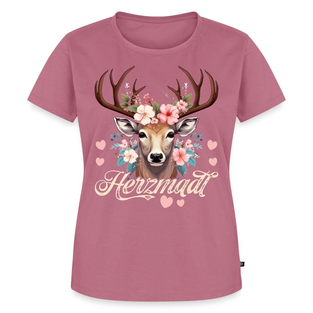 Spreadshirt T-Shirt Herzmadl Trachtenshirt Volksfest Tracht Ersatz Frauen Premium T-Shirt (1-tlg) Fällt klein aus. Wir empfehlen, eine Größe größer zu bestellen.