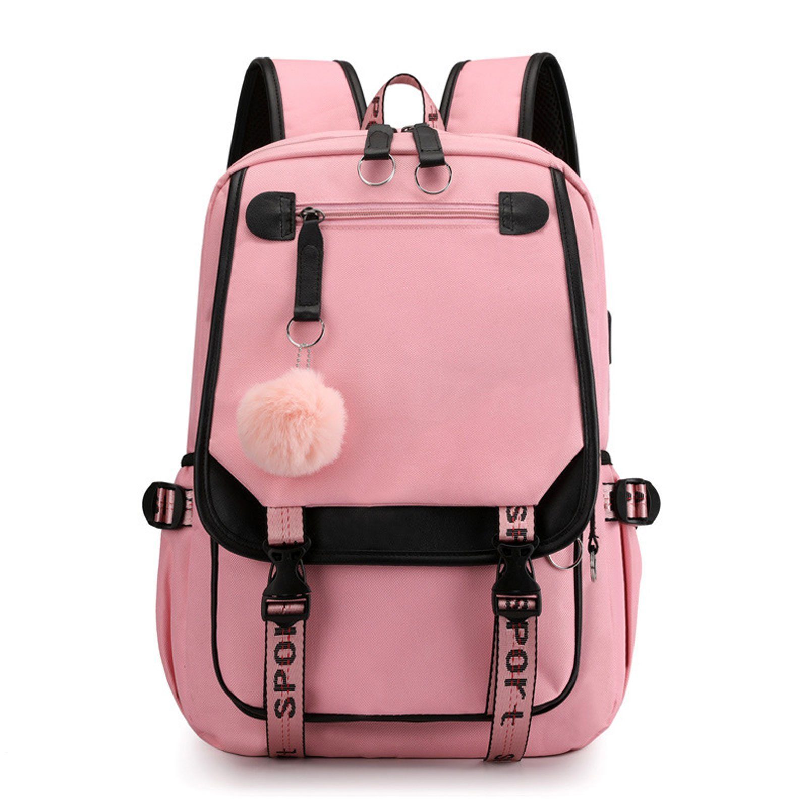 OKWISH Schulrucksack Laptop Rucksack mit Tasche Backpack Pink Schüler Teenager Freizeit Laptoptasche Schulranzen Laptopfach, (Laptop Schule Studenten Damen cm), Herren Rucksack, 29 Rucksäcke × Notebook × USB-Lade-Anschluss, Arbeit 46 Uni 16 mit Wasserbeständig für Jungen