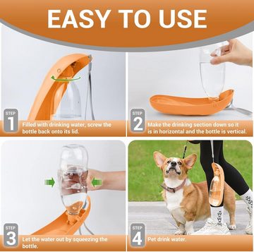 Fivejoy Futternapf Hunde Trinkflasche 550ML, Leicht zu Tragen, Katzen Trinknapf Wasserflasche für Unterwegs