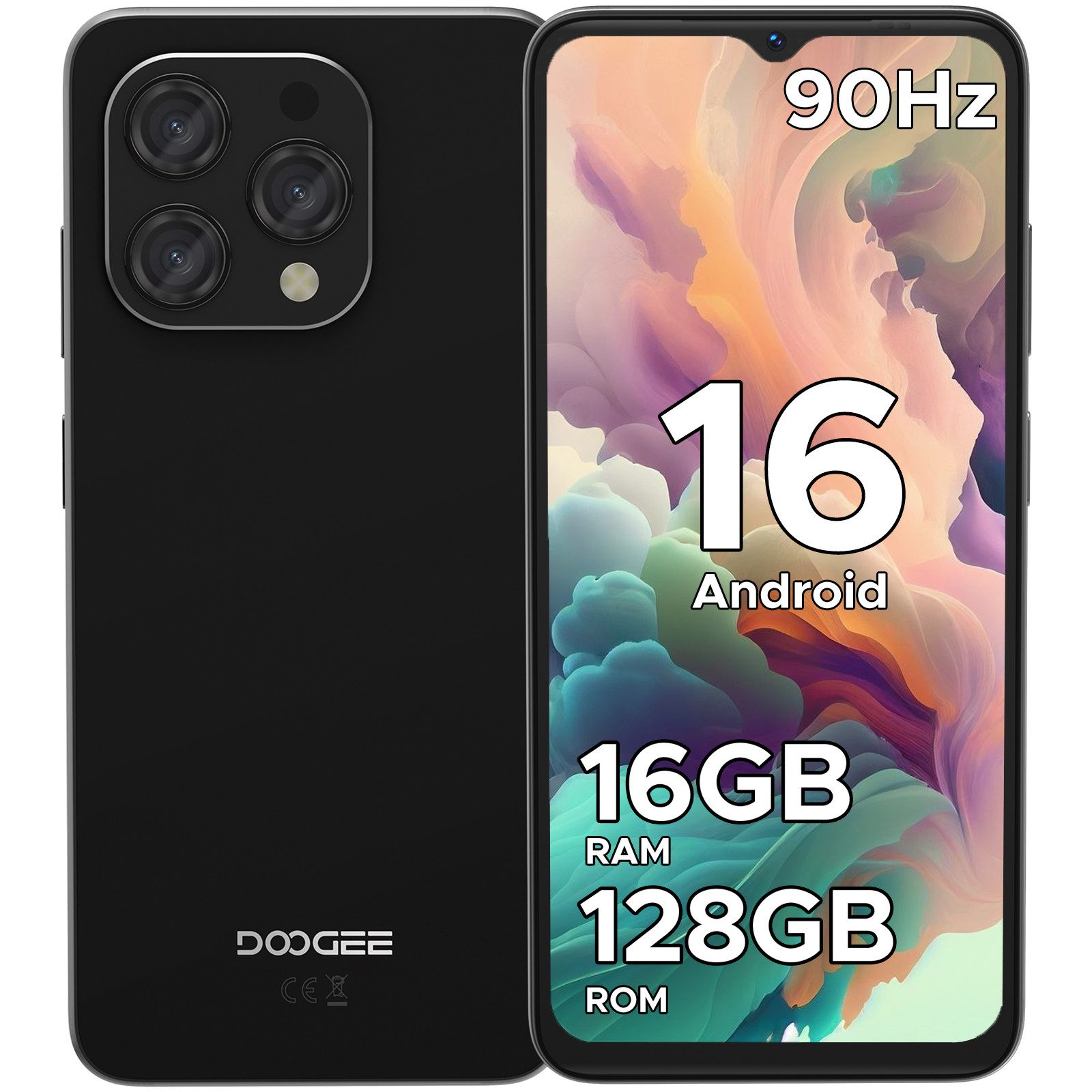 DOOGEE N55 Android 16 handy ohne vertrag 4GB +128GB,6.56" HD+ 90Hz Display Smartphone (6.56 Zoll, 128 GB Speicherplatz, 13 MP Kamera, 6.56" HD+ 90Hz IPS,5150mAh Akku, 13MP AI Kamera)