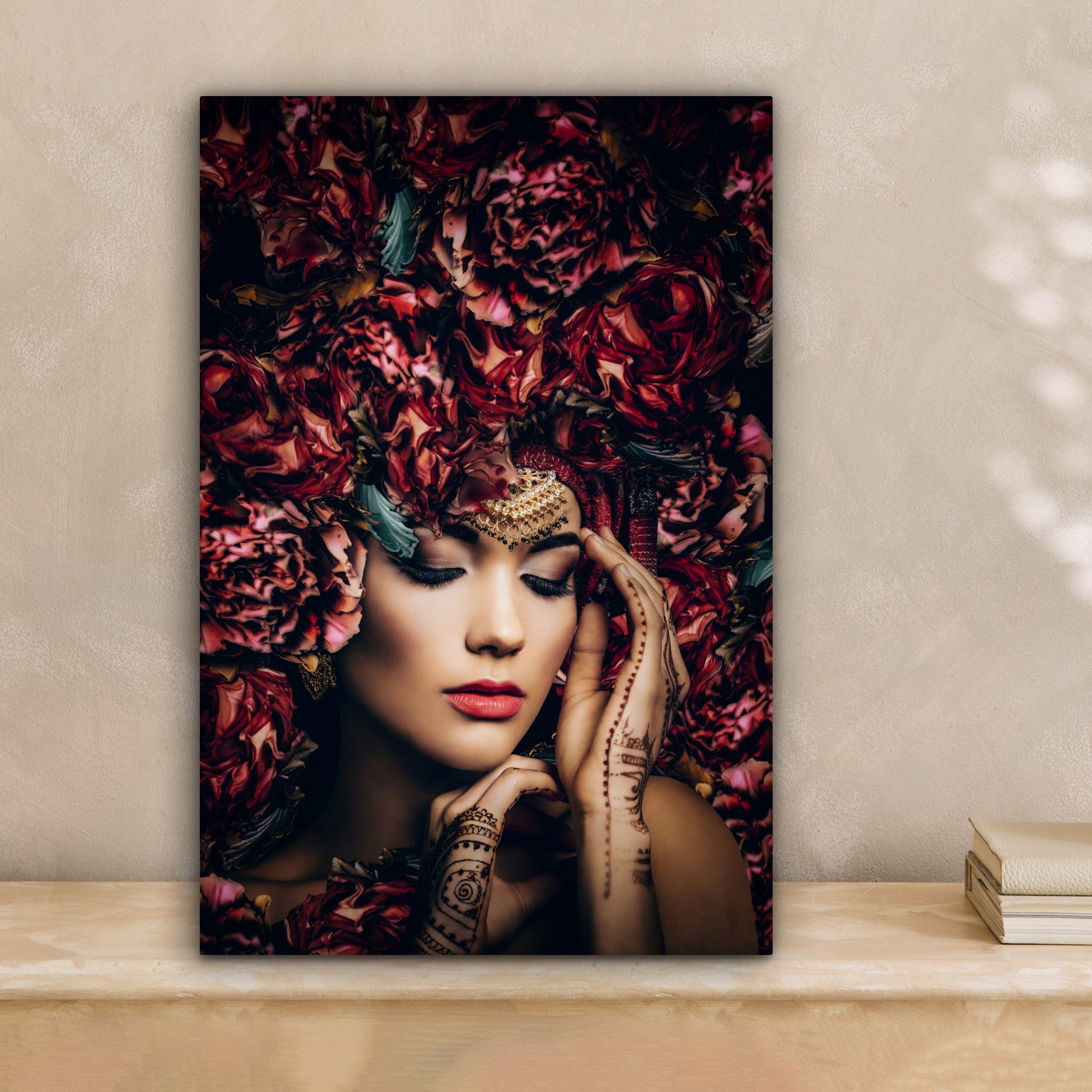 OneMillionCanvasses® Leinwandbild Frau - Blumen - günstig online kaufen