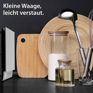 ADE Küchenwaage Kompaktwaage mit LCD-Display spart Platz in der Küche, äußerst präzises Wiegen mit 1g-Schritten bis 5kg