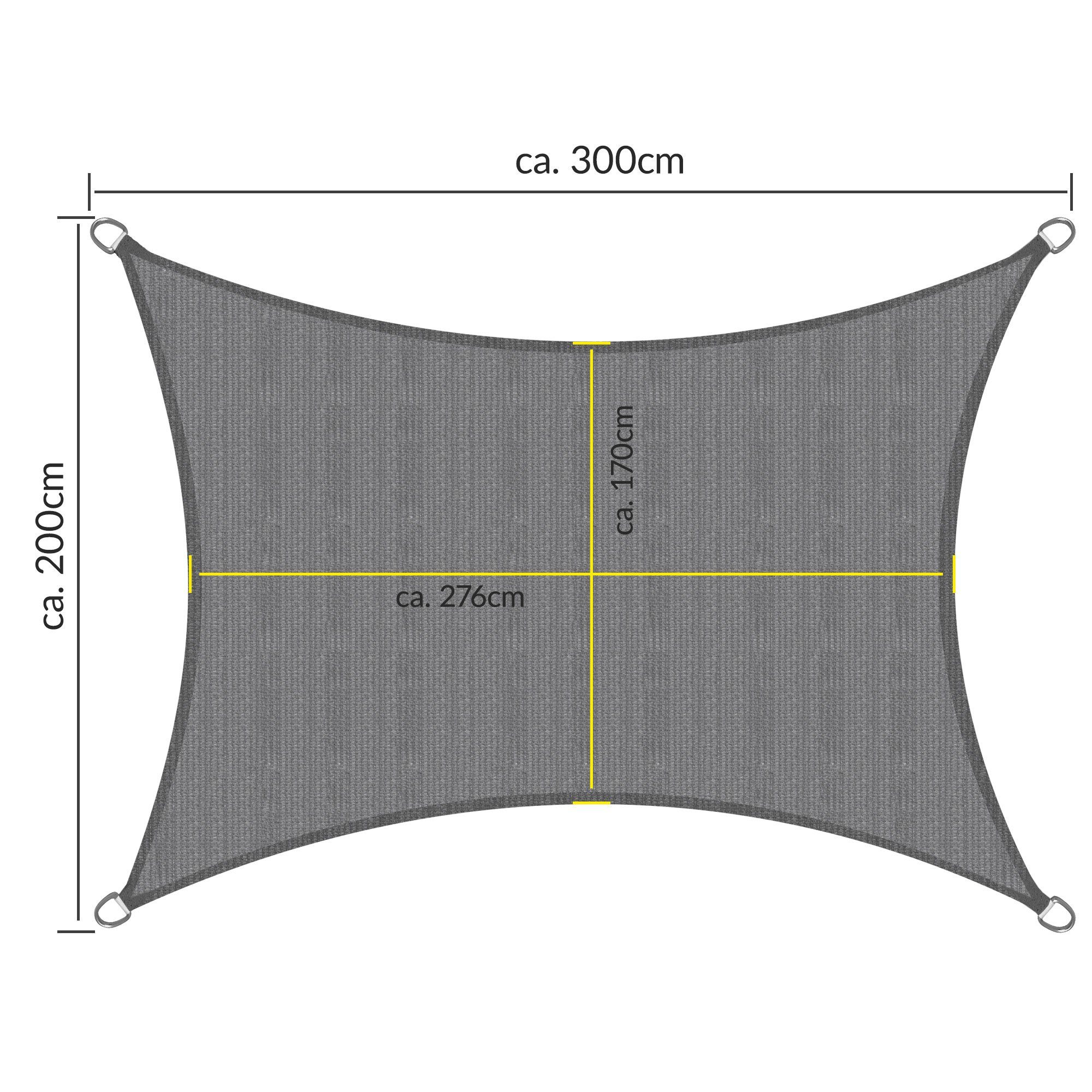 Sol Royal Sonnensegel Sonnensegel rechteckig 2x3m SolVision HS9, Anthrazit, Wasserdurchlässig HDPE Atmungsaktiver Terrasse UV Sonnenschutz – Bild 2 von 5