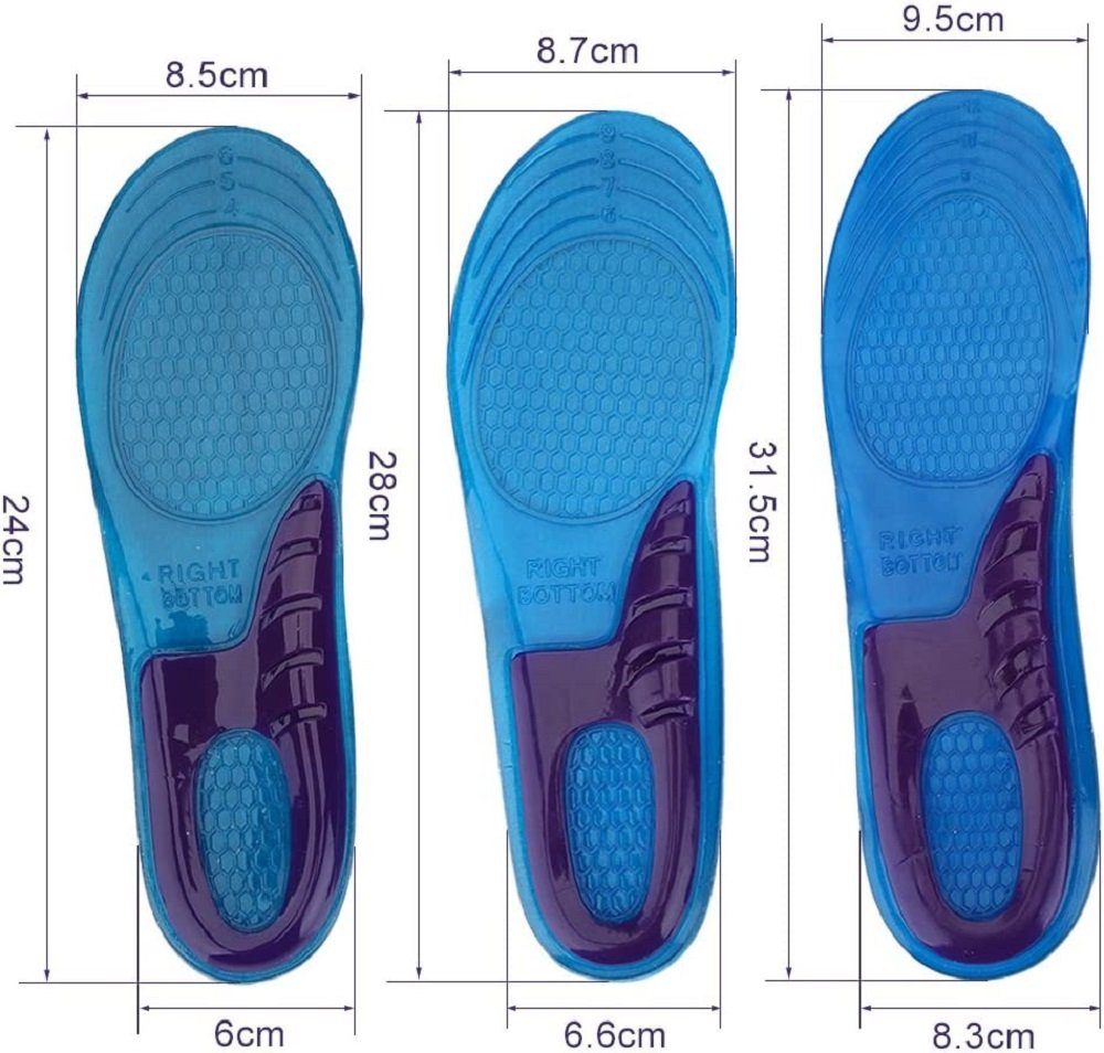 COOL-i ® Einlegesohlen Gel-Einlegesohlen – Orthopädisch, stoßdämpfend, weich & bequem, für Ferse, Fersensporn & müde Füße – Unisex & waschbar