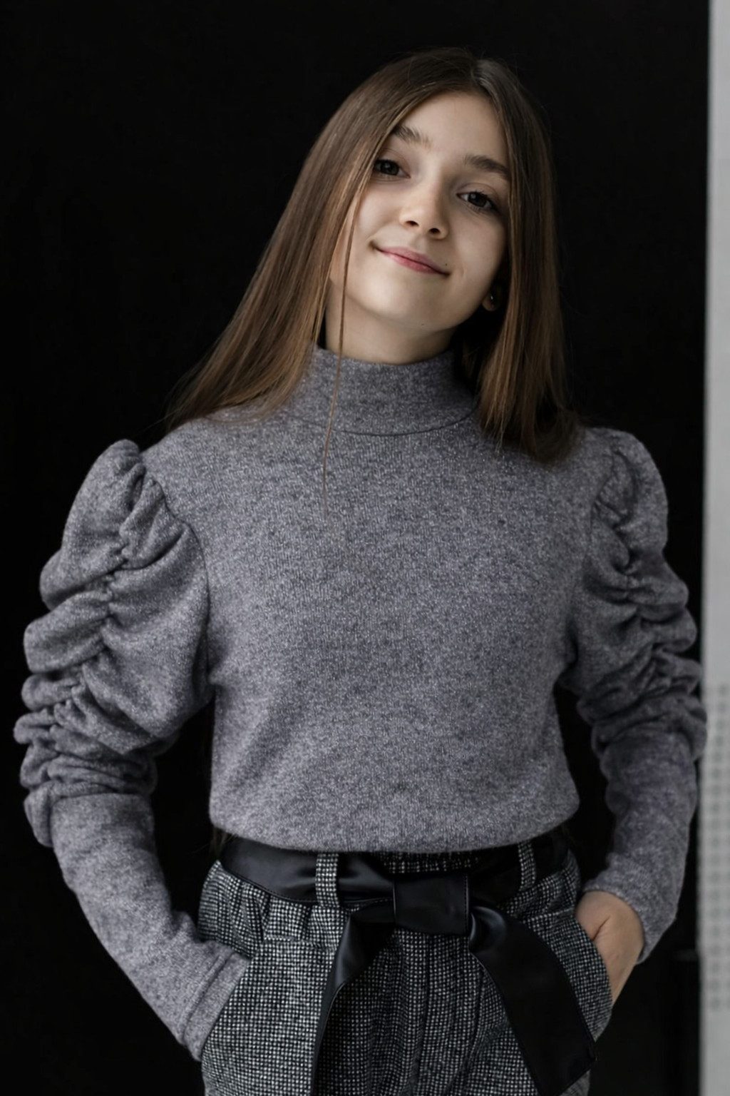 LEMONI Stehkragenpullover Pullover mit Stehkragen und Puffärmeln