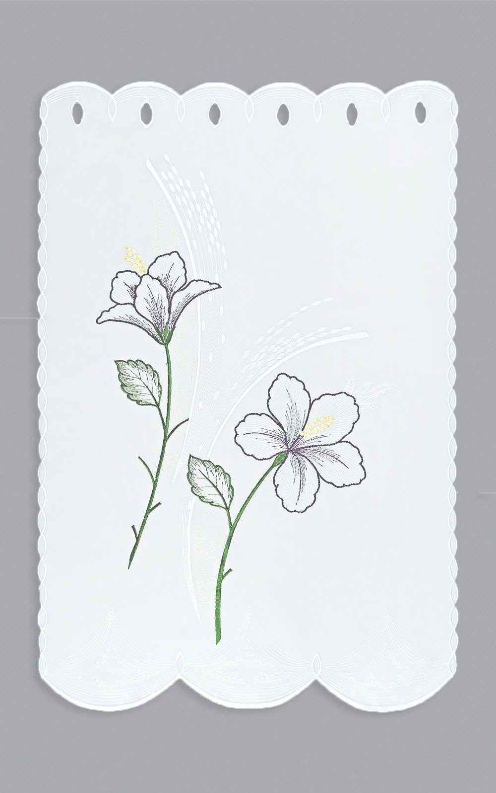 Plauener Spitze® Scheibengardine Blume (1 St), transparent, HxB 70x49cm