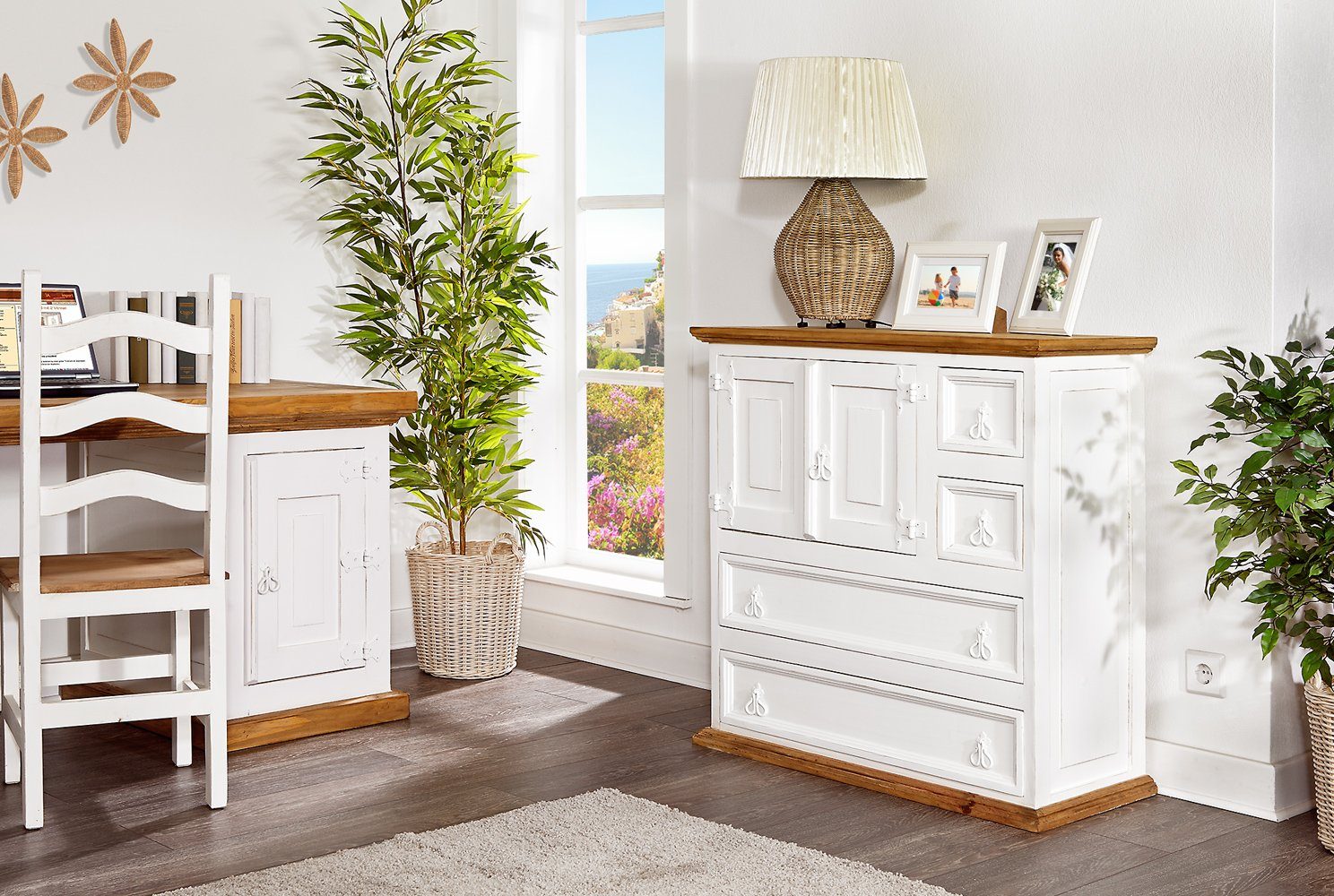 Kommode Schrank Kommode Pinie weiß natur Landhausstilmöbel aus Mexiko