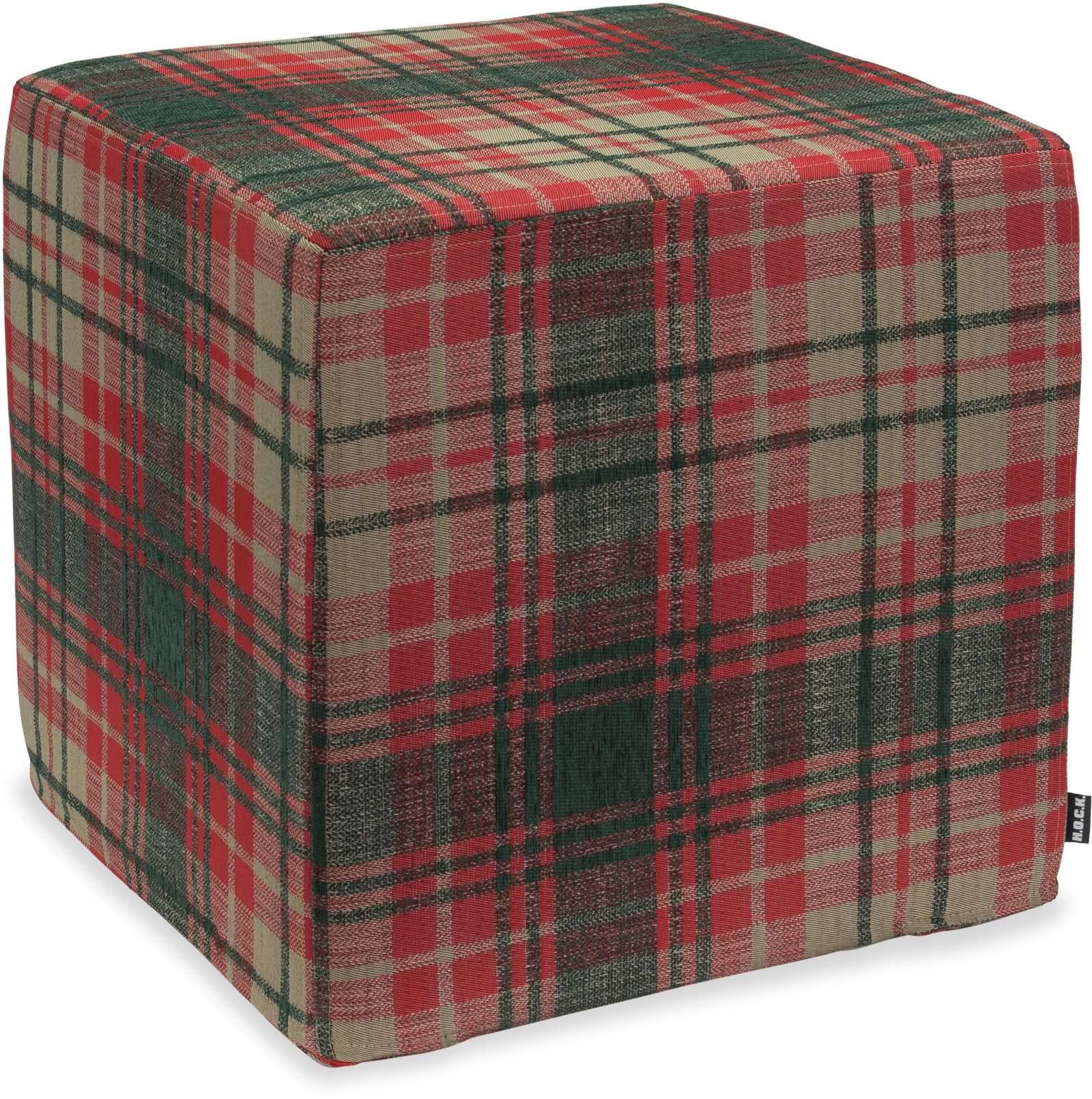 H.O.C.K. Sitzwürfel H.O.C.K. Eddy Hocker 45x45x45cm rot / dunkelgrün very british, Hocker: Bequem, vielseitig, Wohnzimmer & Schlafzimmer