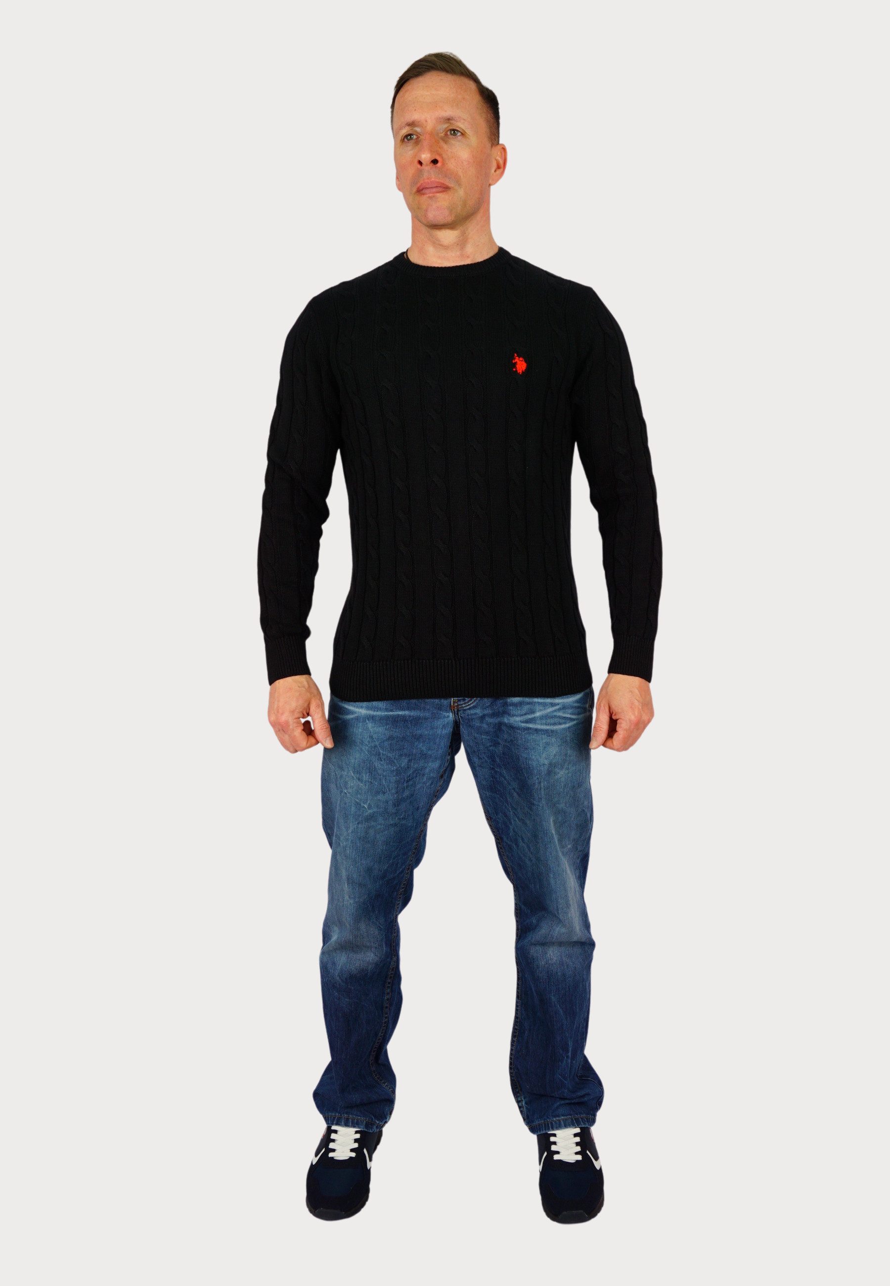 U.S. Polo Assn. Strickpullover Pullover Strick Zopfmuster (1-tlg) günstig online kaufen