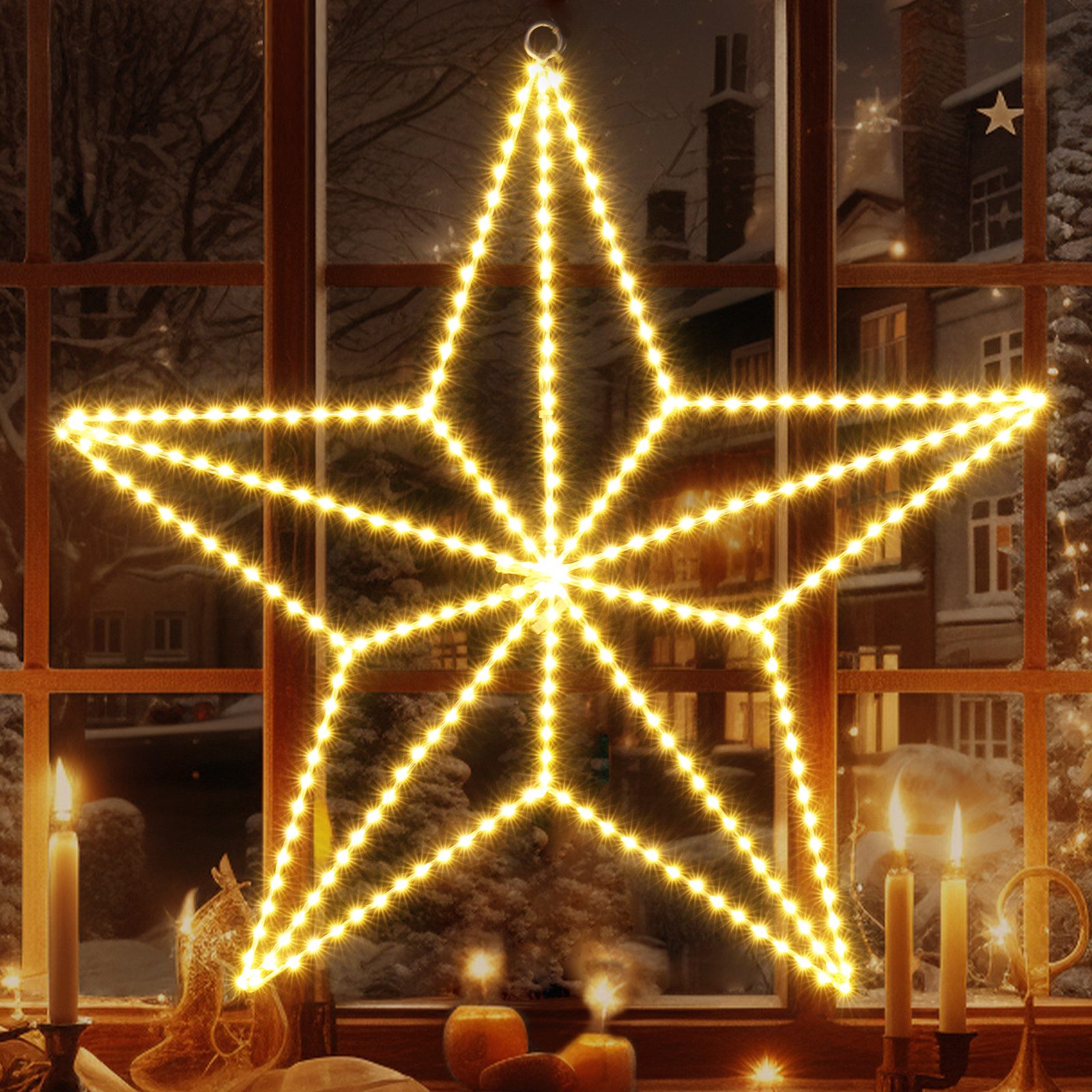 Elegear LED-Lichterkette LED Stern Fensterdeko, Warmweiß Kupferdraht, Faltb günstig online kaufen
