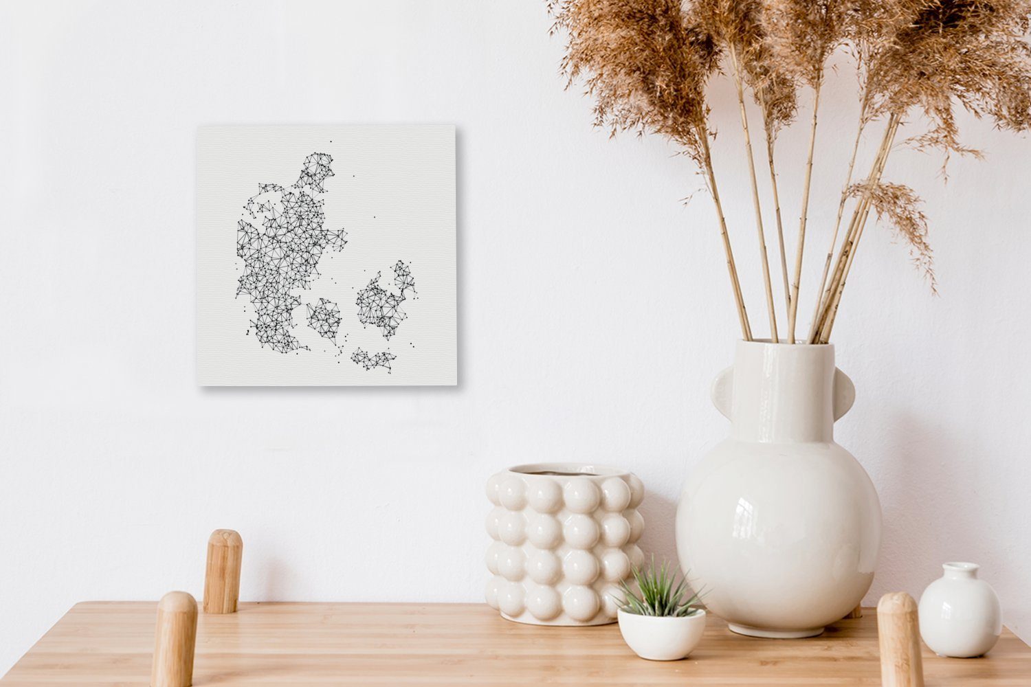 Dänemark OneMillionCanvasses® Leinwand mit Streifen, (1 von für Illustration Wohnzimmer St), Schlafzimmer Eine Leinwandbild Bilder schwarz-weiße