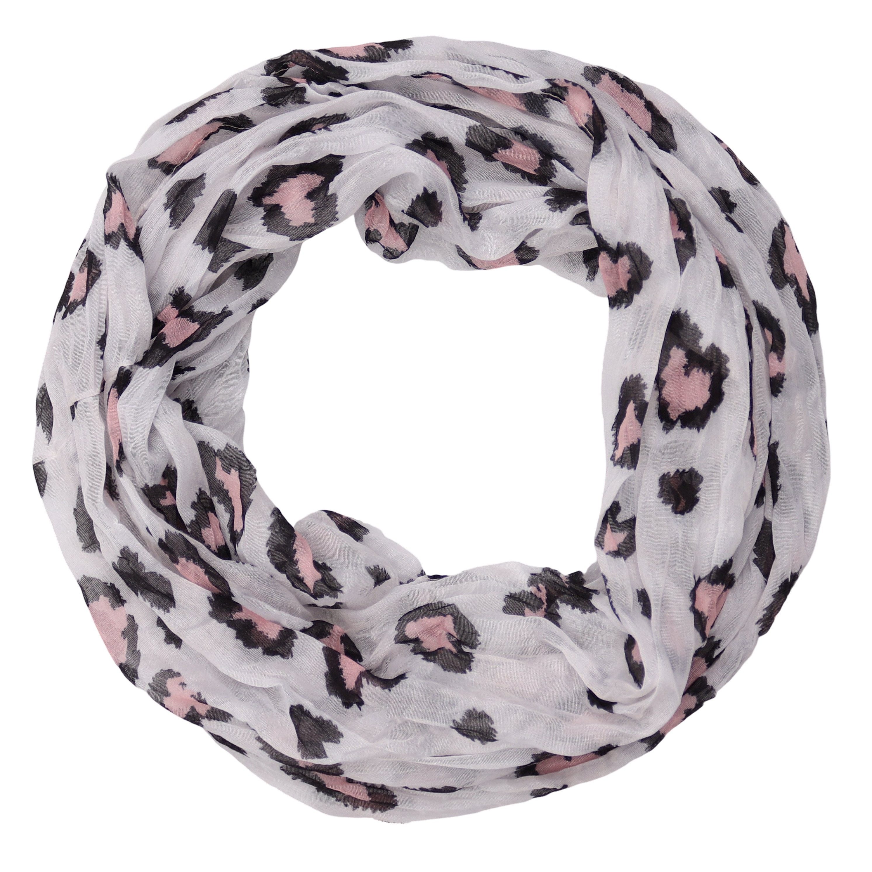 Loop Damen Schal mit Herz-Leo-Muster Weich Schlauchschal
