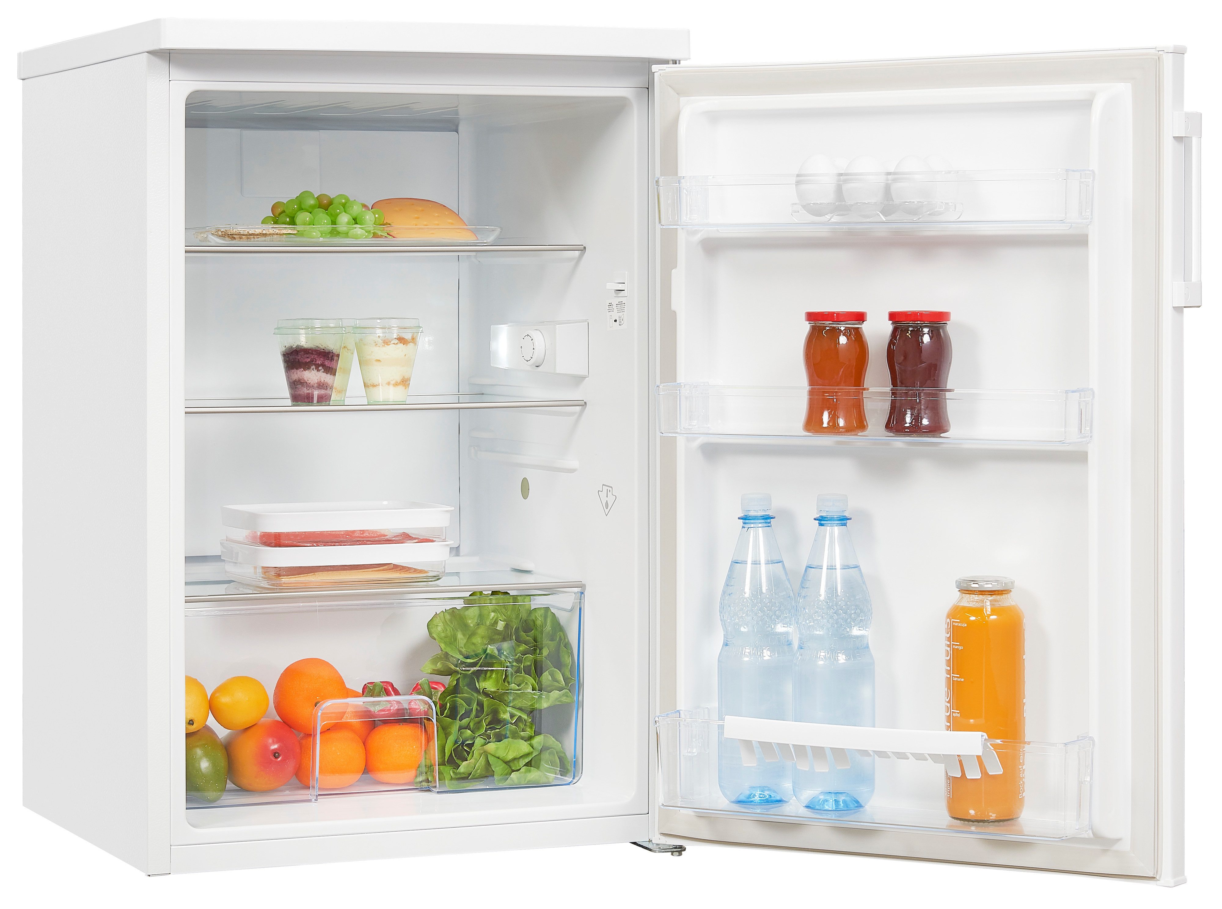 exquisit Vollraumkühlschrank KS16-V-H-010E weiss, 85 cm hoch, 56 cm breit, 33 L Mini-Kühlschrank: kompakt, flexibel, hell & energiesparend