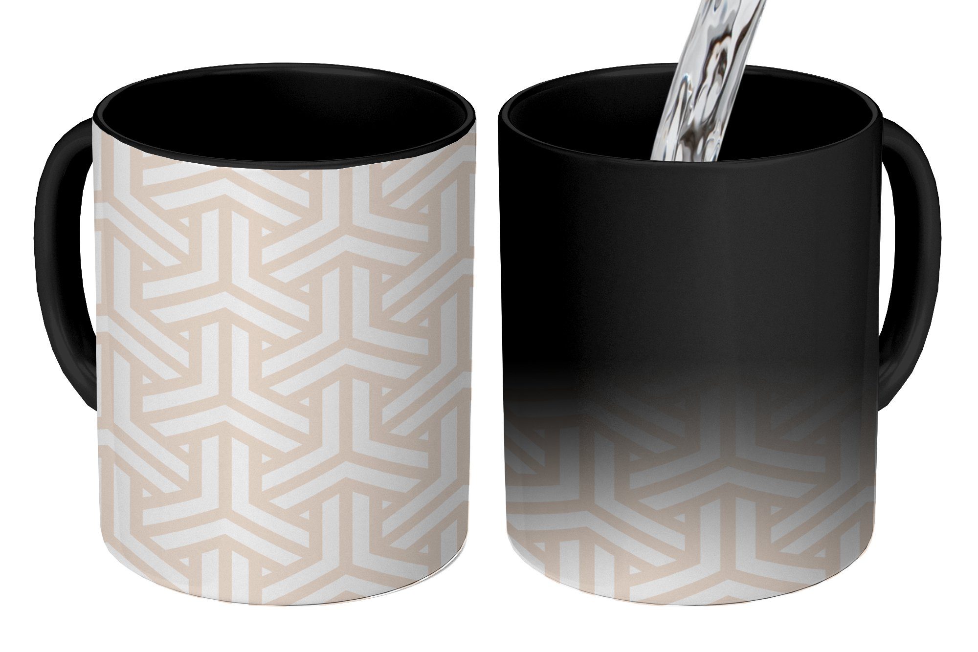 MuchoWow Tasse Geometrie - Linie - Form - Muster, Keramik, Farbwechsel, Kaffeetassen, Teetasse, Zaubertasse, Geschenk | Tassen