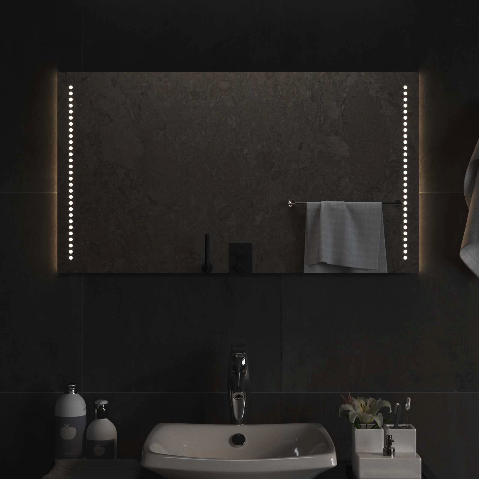 vidaXL Spiegel LED-Badezimmerspiegel Transparent 90 x 50 cm Gehärtetes Glas (1-St)