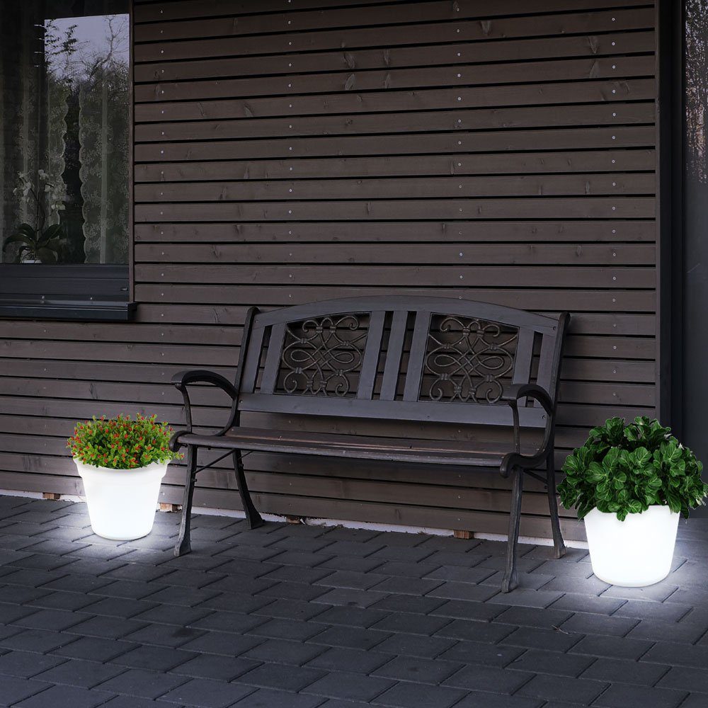 etc-shop Gartenleuchte, LED-Leuchtmittel fest verbaut, 2er Set LED Solar Leuchten Blumen Töpfe Außen Beleuchtungen