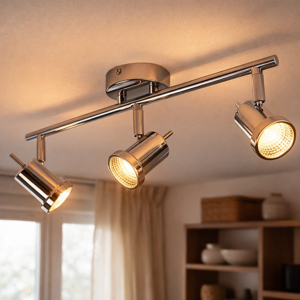 WOFI LED Deckenleuchte, LED-Leuchtmittel fest verbaut, Warmweiß, Deckenleuchte 3 Flammig LED Deckenlampe Lichtschiene Deckenstrahler