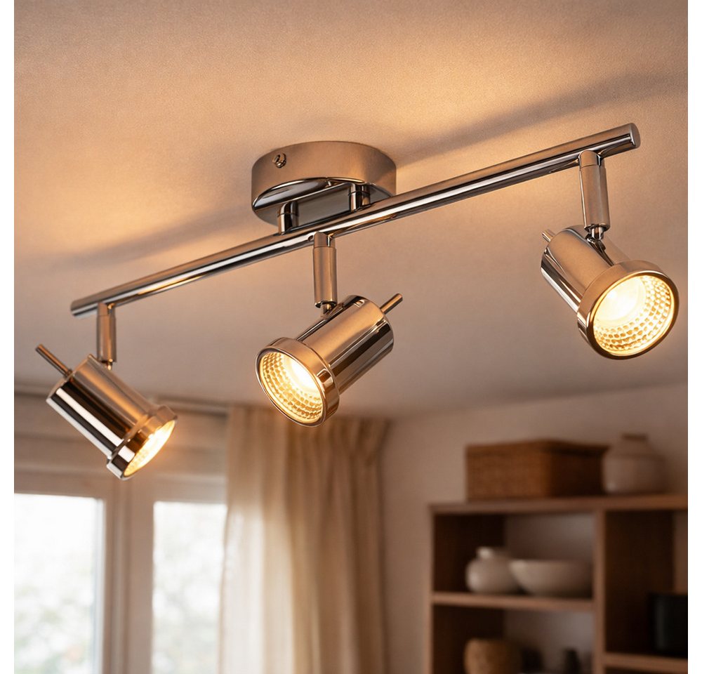 WOFI LED Deckenleuchte, LED-Leuchtmittel fest verbaut, Warmweiß, Deckenleuchte 3 Flammig LED Deckenlampe Lichtschiene Deckenstrahler
