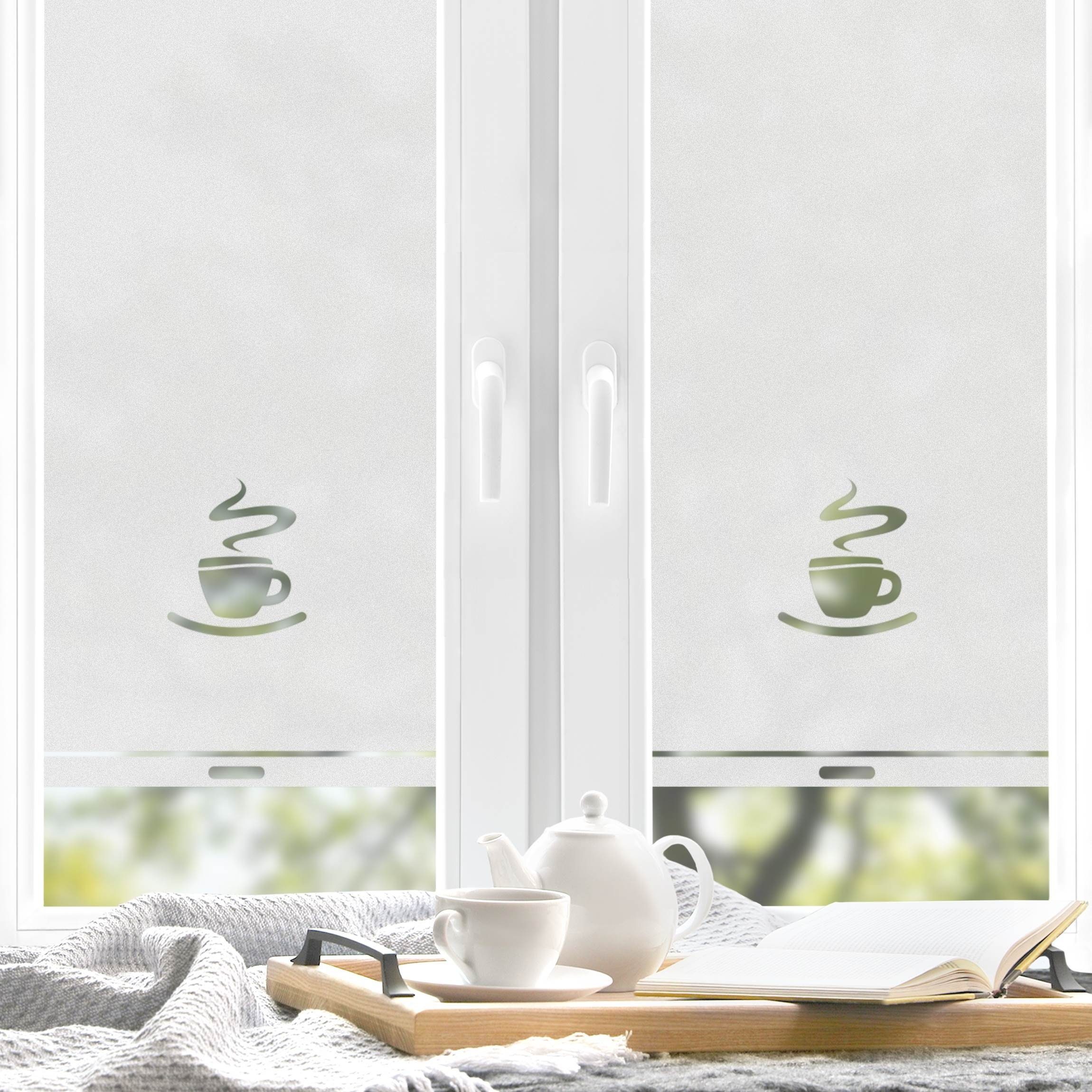Fensterfolie statisch haftend Motiv Fensterdeko Tasse Rollo Küche,  Bilderdepot24, blickdicht, Innen Fenster Tür Balkontür Küche Esszimmer  Küchenfenster