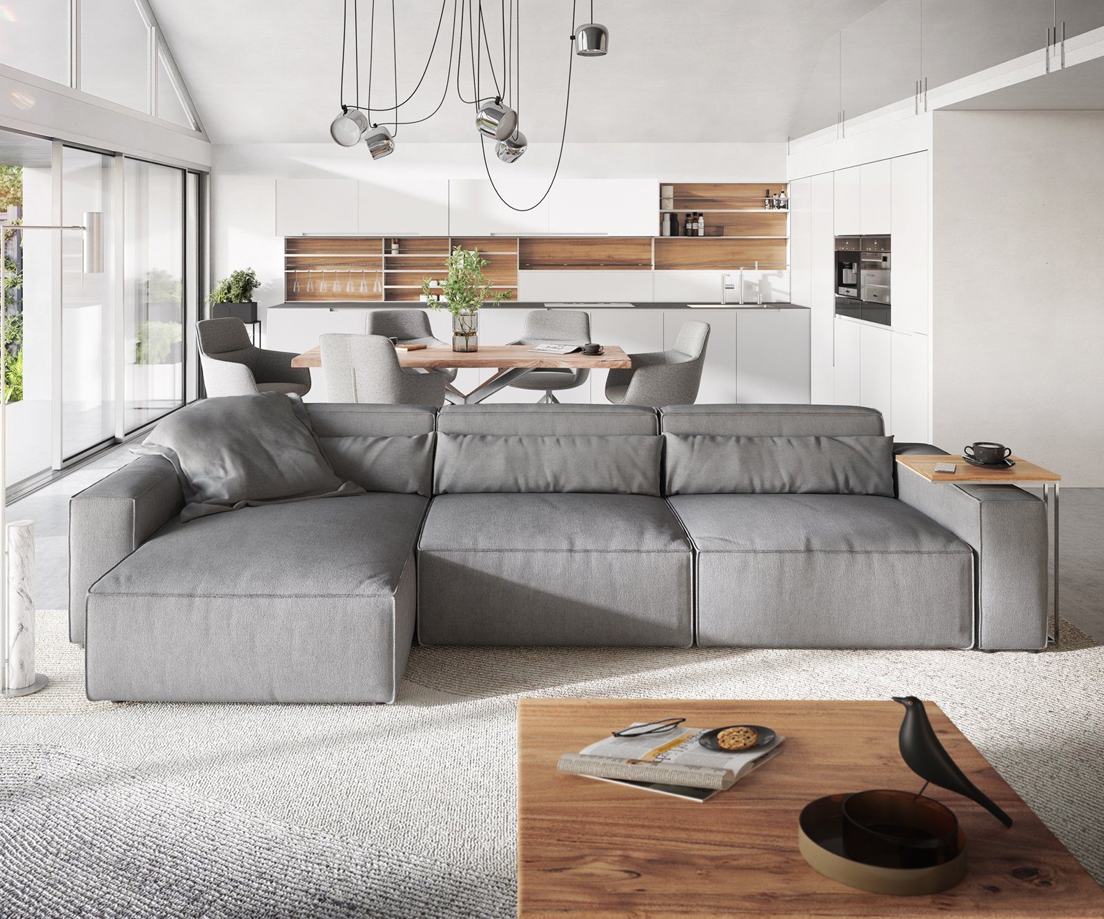 DELIFE Ecksofa Sirpio, XL Mikrofaser Grau günstig online kaufen