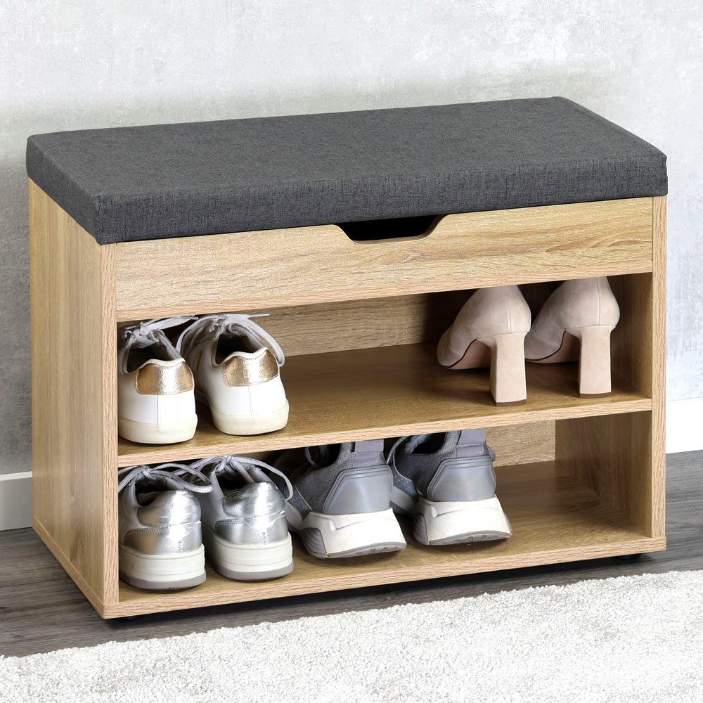 KESPER® Schuhschrank KESPER Schuhschrank mit Sitzkissen, FSC mit Klappe / zusätzliches Stauraumfach
