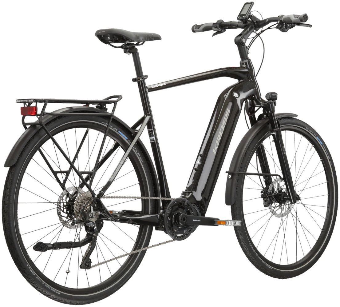 Kross E-Bike Trekkingrad E-Trekkingrad Trans Hybrid 6.0 28 Zoll schwarz - Shimano Mittelmotor, 10 Gang Shimano DEORE XT T8000 Schaltwerk, Kettenschaltung, Mittelmotor, 630 Wh, SHIMANO 36 V/250 W DU-E6110, Mittelmotor