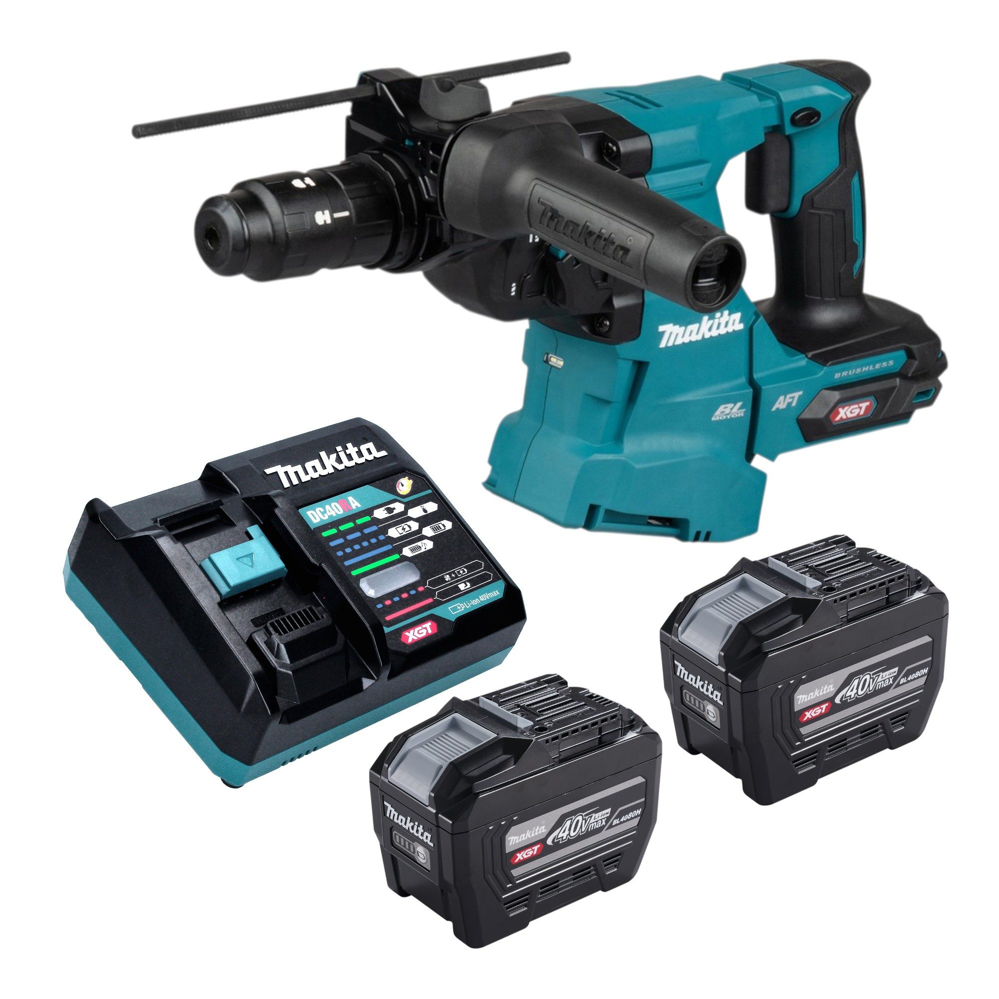 Makita Schlagbohrmaschine HR 012 GE201 Kombihammer 40V 3,3J SDS plus + 2x Akku 8,0 Ah + Lader
