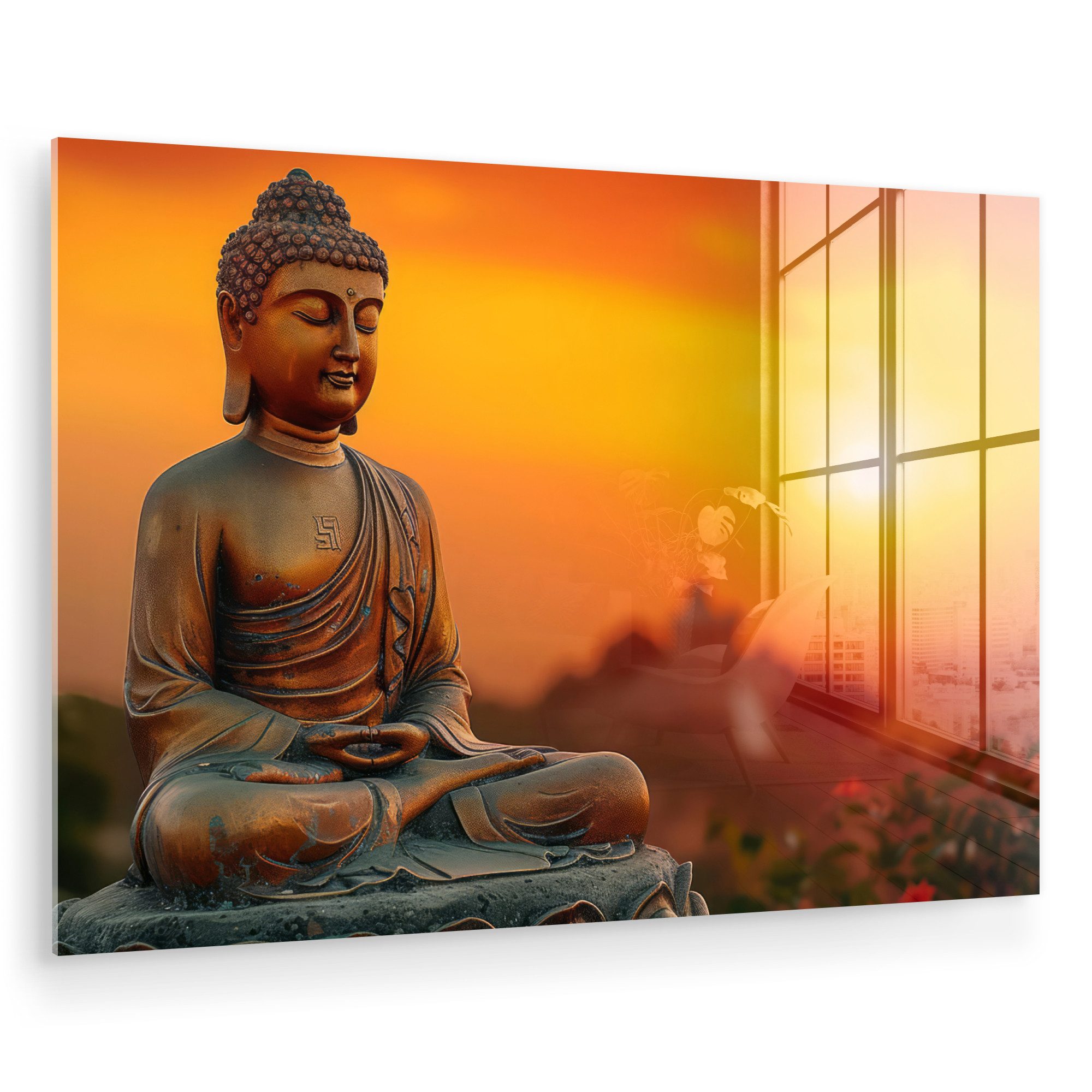 MuchoWow Acrylglasbild Buddha - Bild - Sonnenuntergang - Buddha - Zen - Jap günstig online kaufen