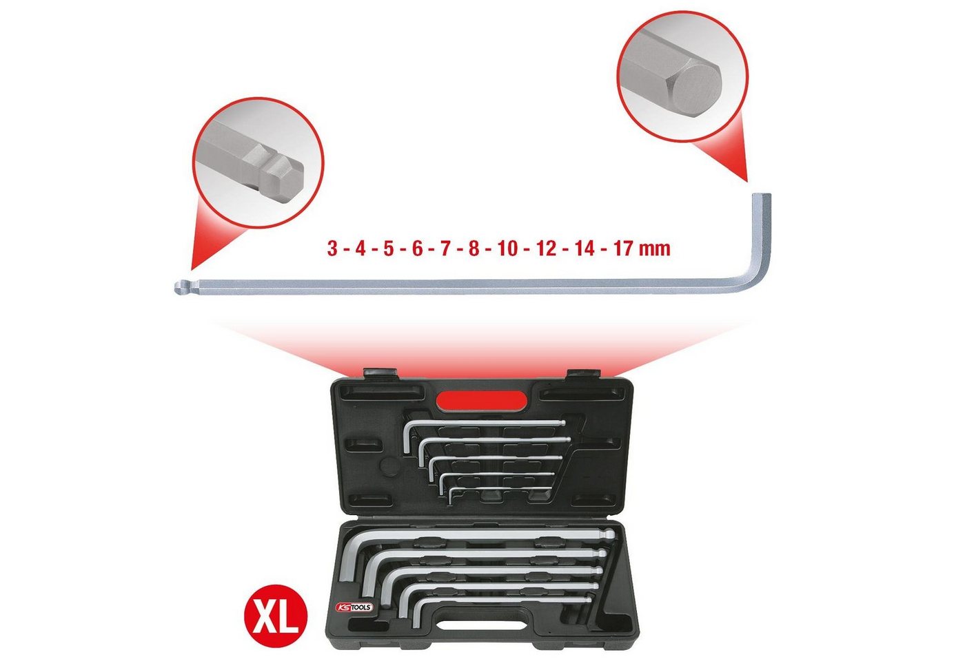 Thumbnail - KS Tools Winkelschlüssel Kugelkopf-Innensechskant-Winkelstiftschlüssel-Satz,XL,10-tlg