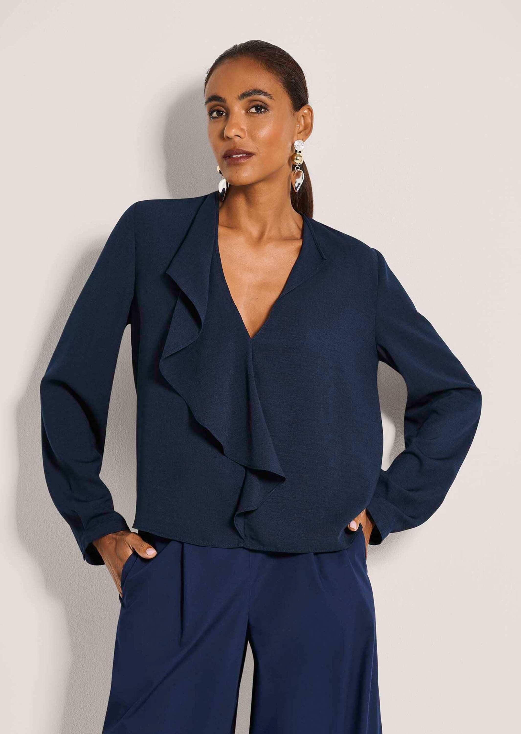 MADELEINE Langarmbluse Volantbluse mit Rüschendetails Blusenshirt mit Hemdk günstig online kaufen