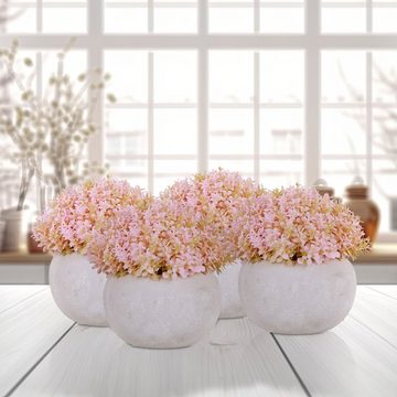 Kunstpflanze 4er Set Kunstblumen im Topf, relaxdays, Höhe 11 cm