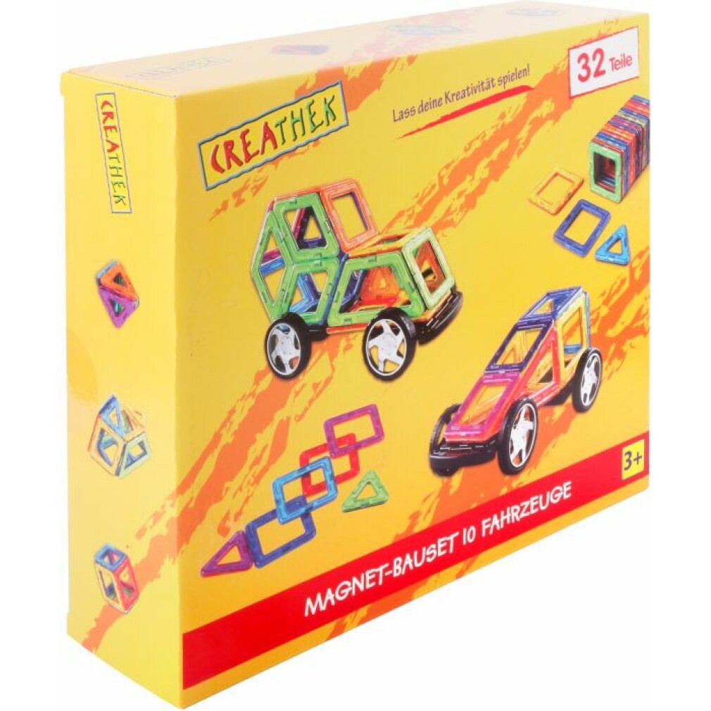 Vedes Spiel Creathek Magnet Bauset mit Rädern, 32 Teile
