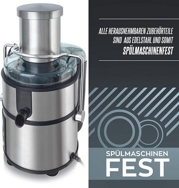 Heinrich´s Entsafter HPJ 8694, 800,00 W, 2L, Saftpresse, Juicer mit Edelstahlsieb mit 1,1 Liter Saftbehälter