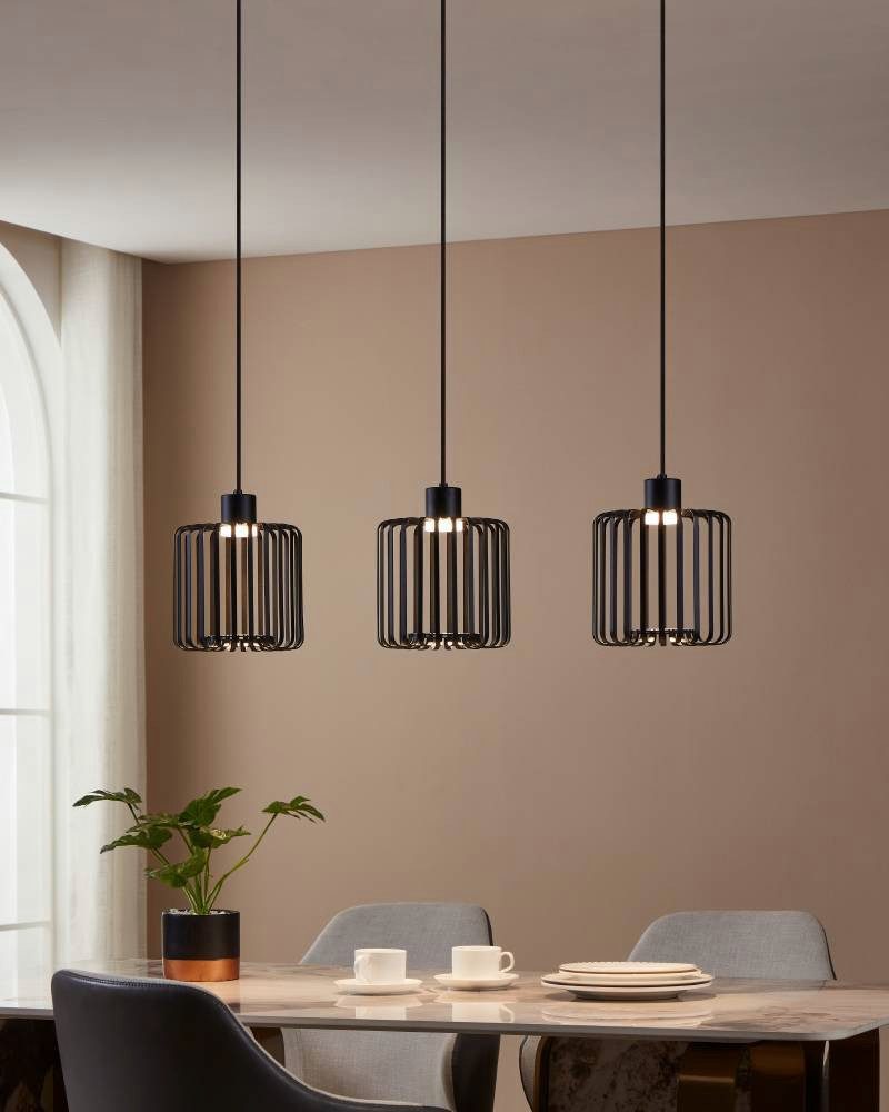 EGLO Hängeleuchte GINESTRONE-Z Hängelampe schwarz, ZigBee 3.0, Timer, Pendelleuchte, Bluetooth, CCT - über Fernbedienung, Dimmfunktion, Ein-/Ausschalter, Farbsteuerung, Farbwechsel, Memoryfunktion, Nachtlichtfunktion, RGB, Smart Home, Weckerfunktion, dimmbar über Fernbedienung, mehrere Helligkeitsstufen, LED fest integriert, RGB, warmweiß - kaltweiß, App/Sprachsteuerung Alexa, 90x20x110cm, exkl. Fernbedienung, 3-flammig