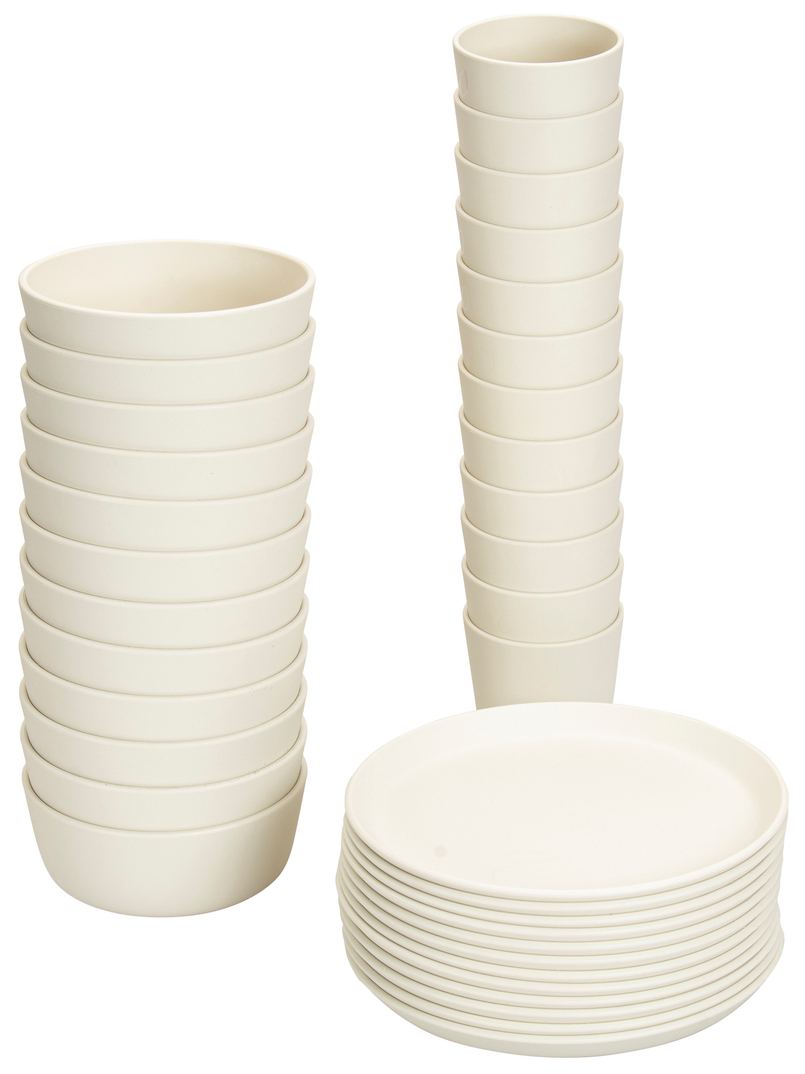 Betzold Geschirr-Set Geschirr-Set 36-tlg - stapalbar & spülmaschinenfest, Biokunststoff