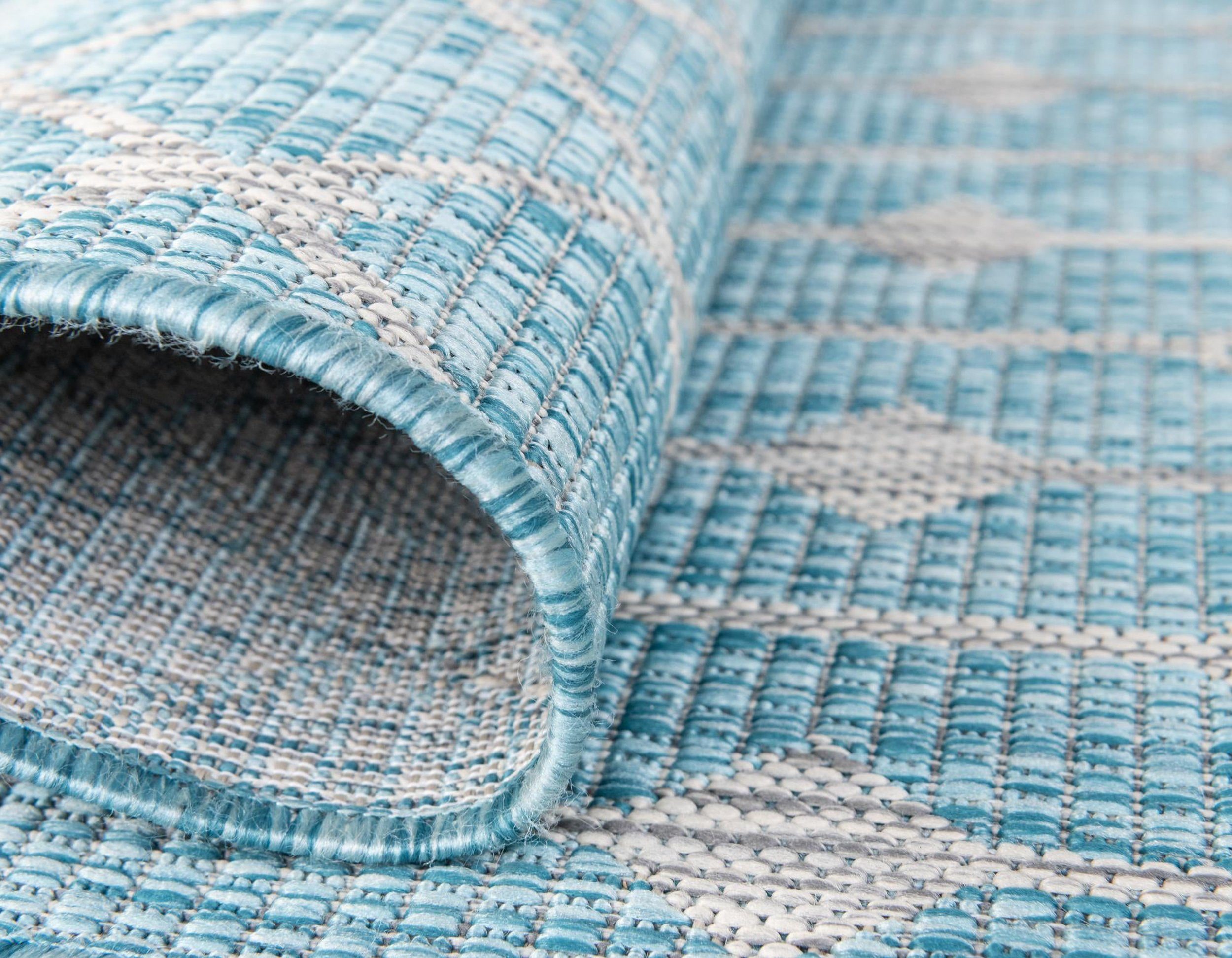 LebensWohnArt Teppich Teppich OUTDOOR CIATO Rechteckig Türkis 150x245 cm Indoor/Outdoor, Höhe: 0.4064 mm