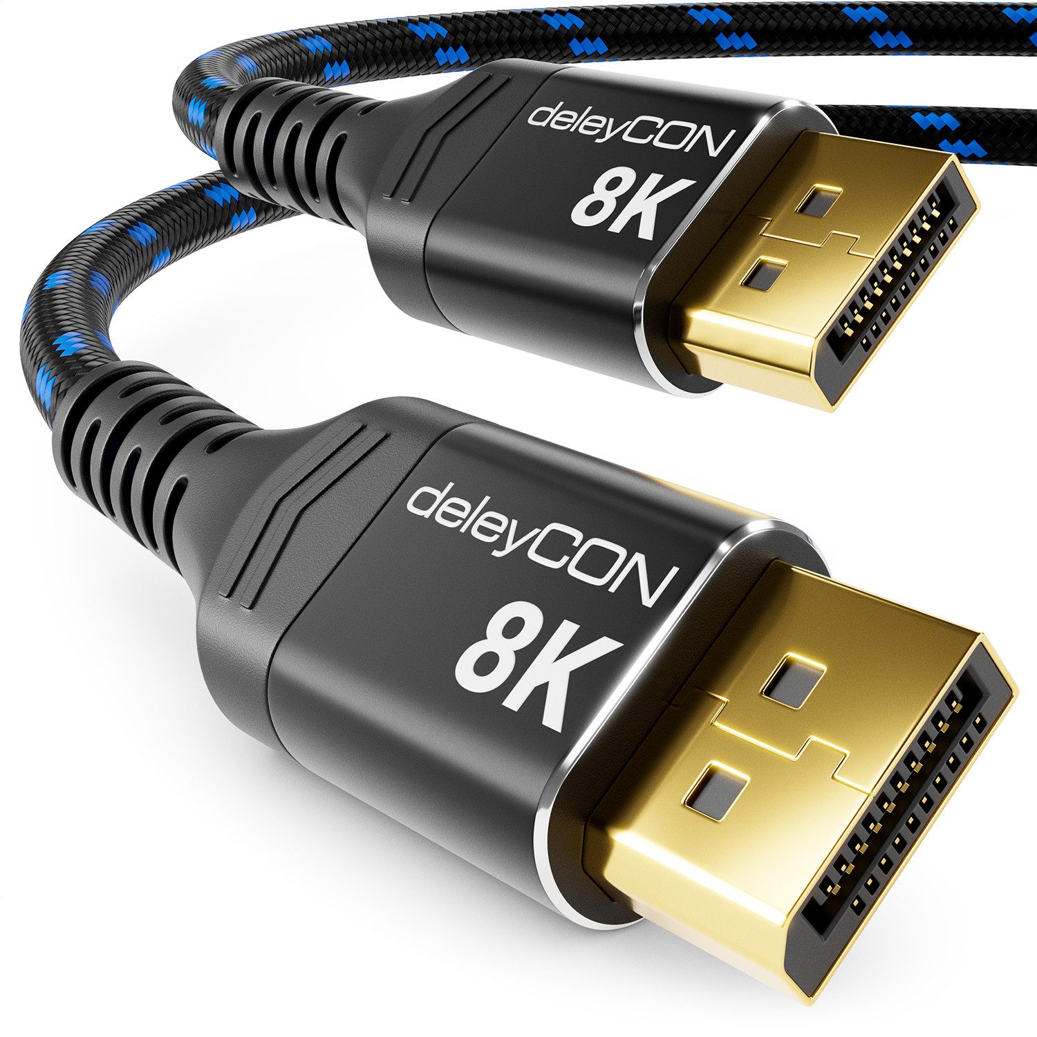 deleyCON 1m DisplayPort Kabel 1.4 8K@60Hz 4K@165Hz UHD WQHD HDR für Video-Kabel