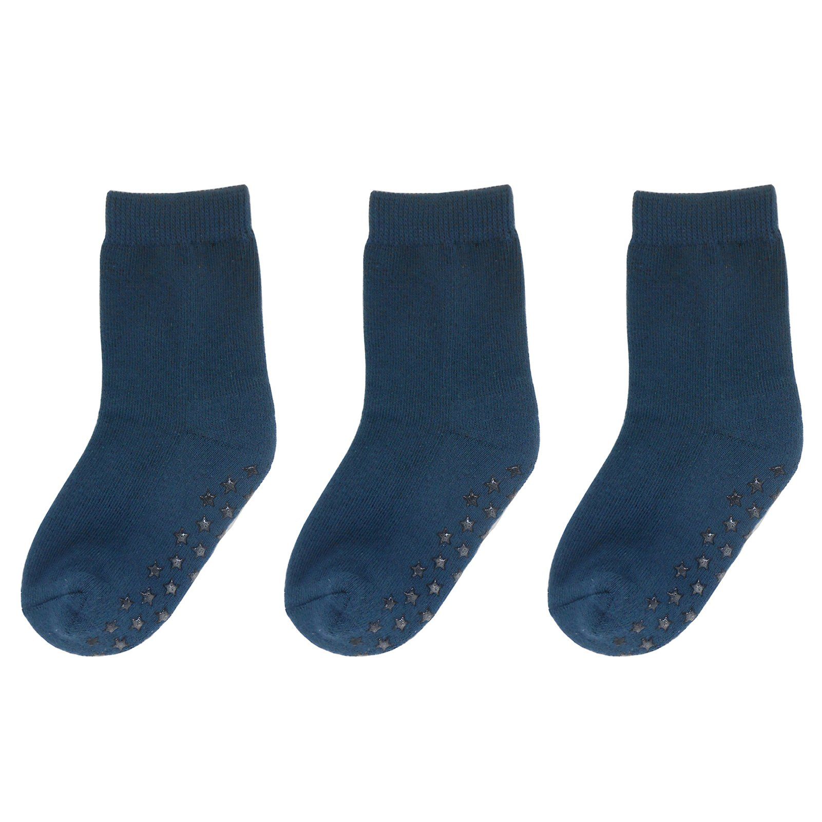 Yalion Kurzsocken Weiche Kinder socken Babysocken mit Halbplüsch Dunkerlblau 3-Paar (Set, 3-Paar, 3 Paar) Rutschfeste Sternen-Noppen