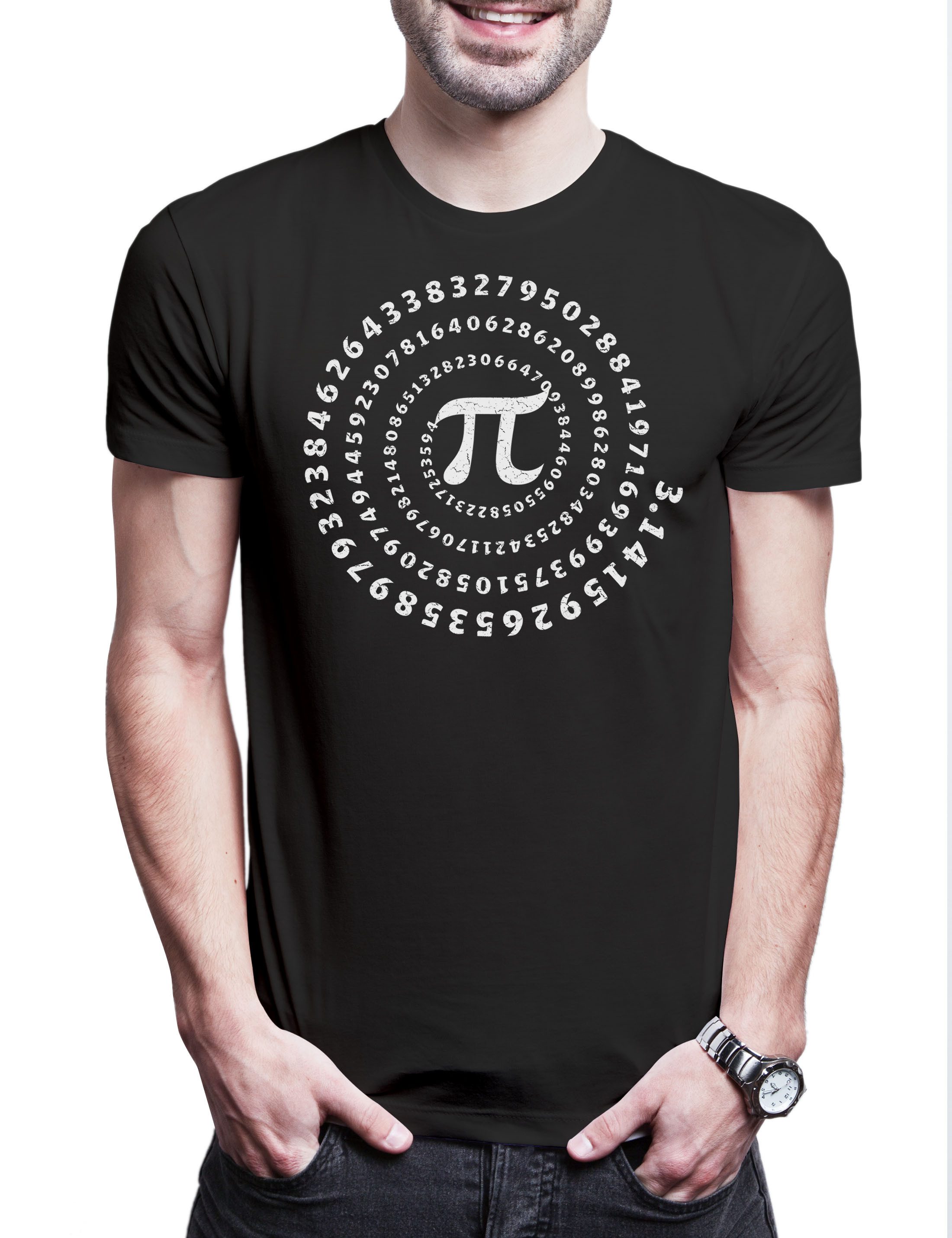 Print-Shirt Pi Spiral Herren T-Shirt Mathe Mathematik Professor Schule Prof Lehrer