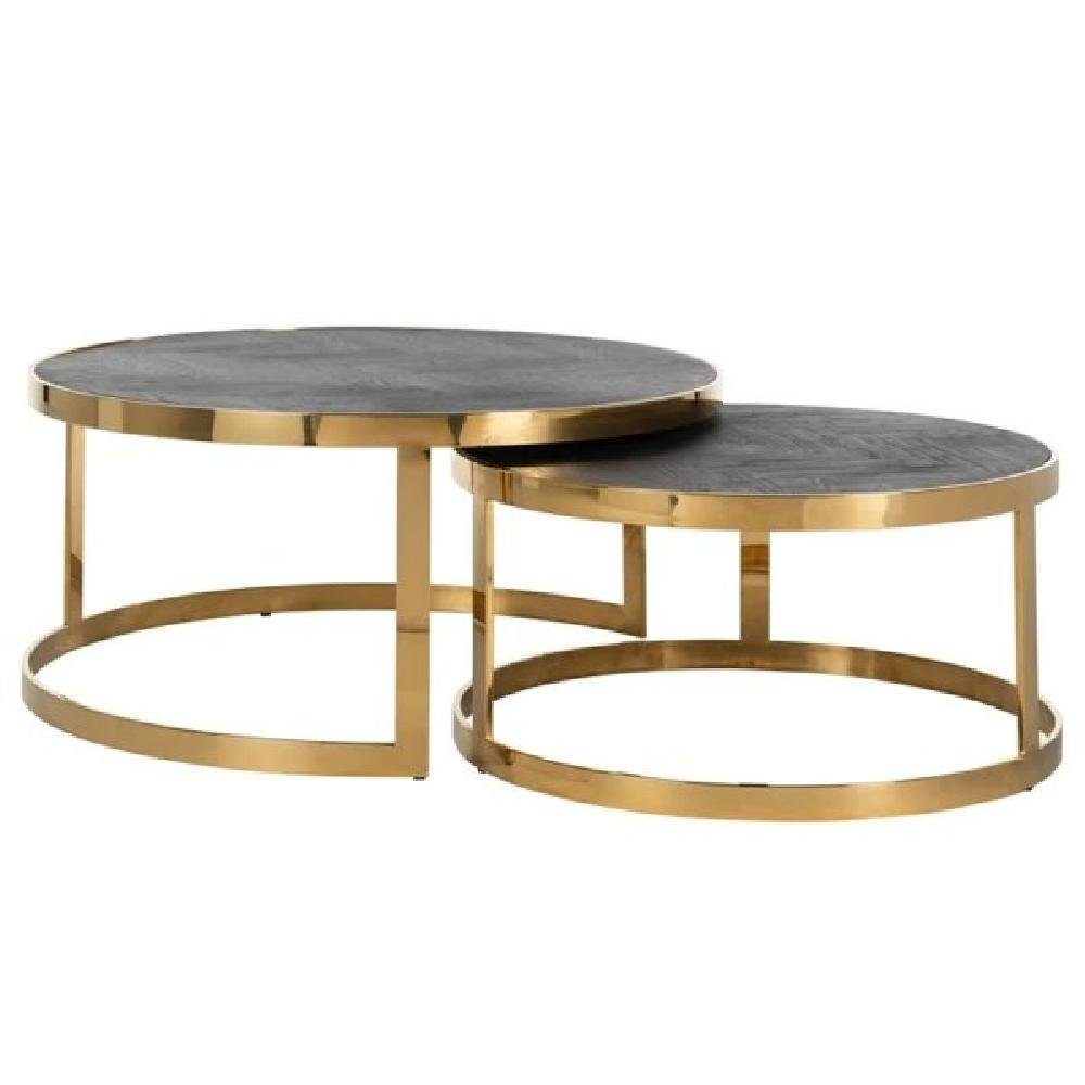 Richmond Interiors Beistelltisch Interiors Couchtisch-Set Blackbone Gold (2-teilig)