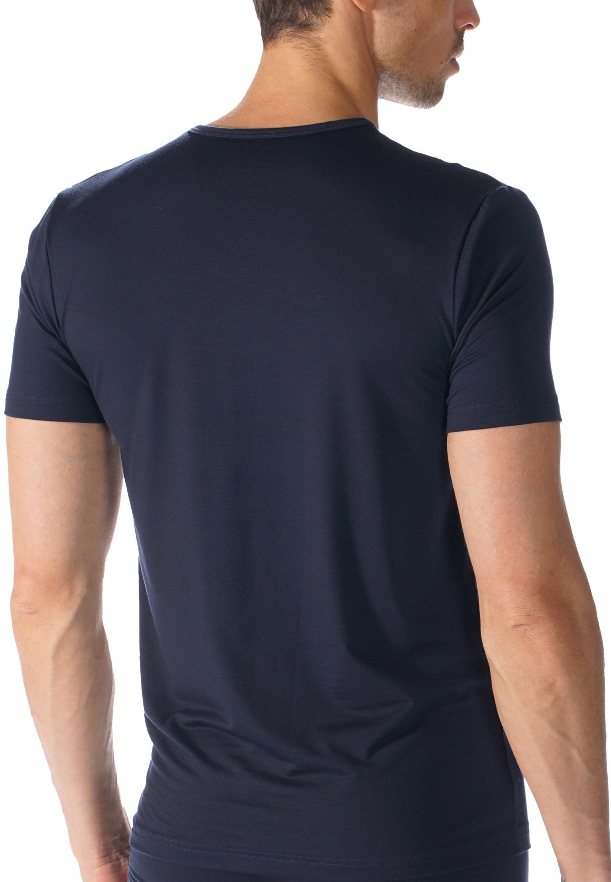 - 2er Passform (Spar-Set, 2-St) Körpernahe Mey Unterhemd Unterhemd Marine Network Kurzarm / Shirt Pack
